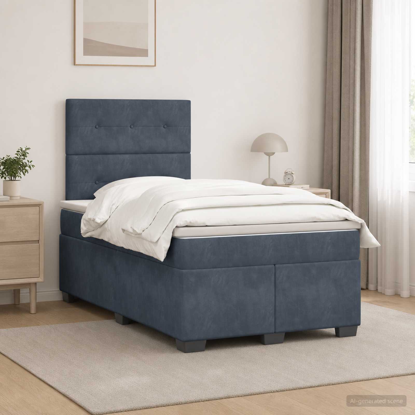 Boxspringbed met matras Donkergrijs 120 x 190 cm Fluweel