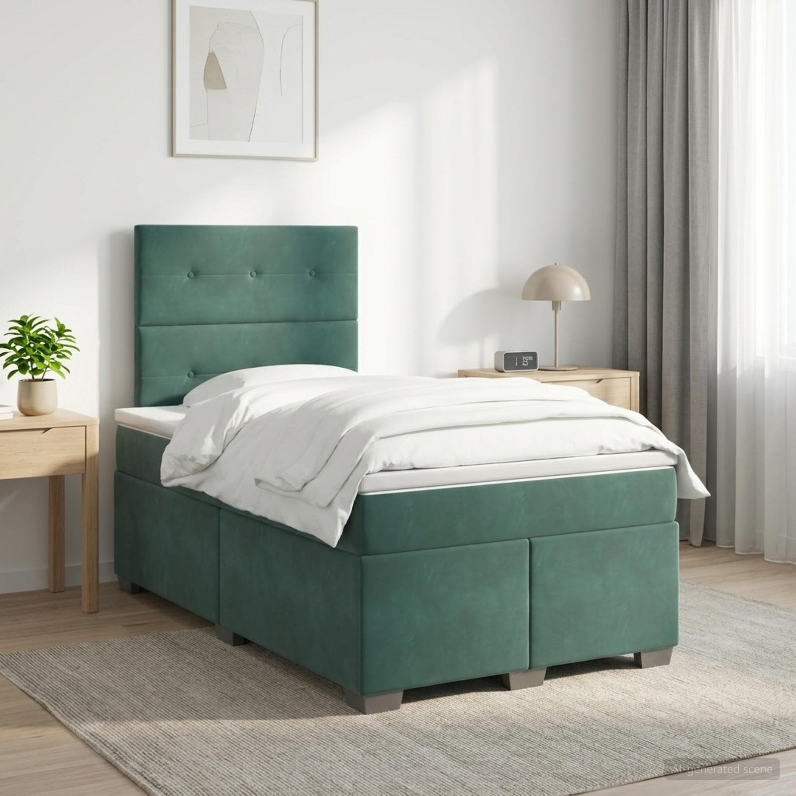 Boxspringbed met matras Donkergroen 120 x 190 cm Fluweel