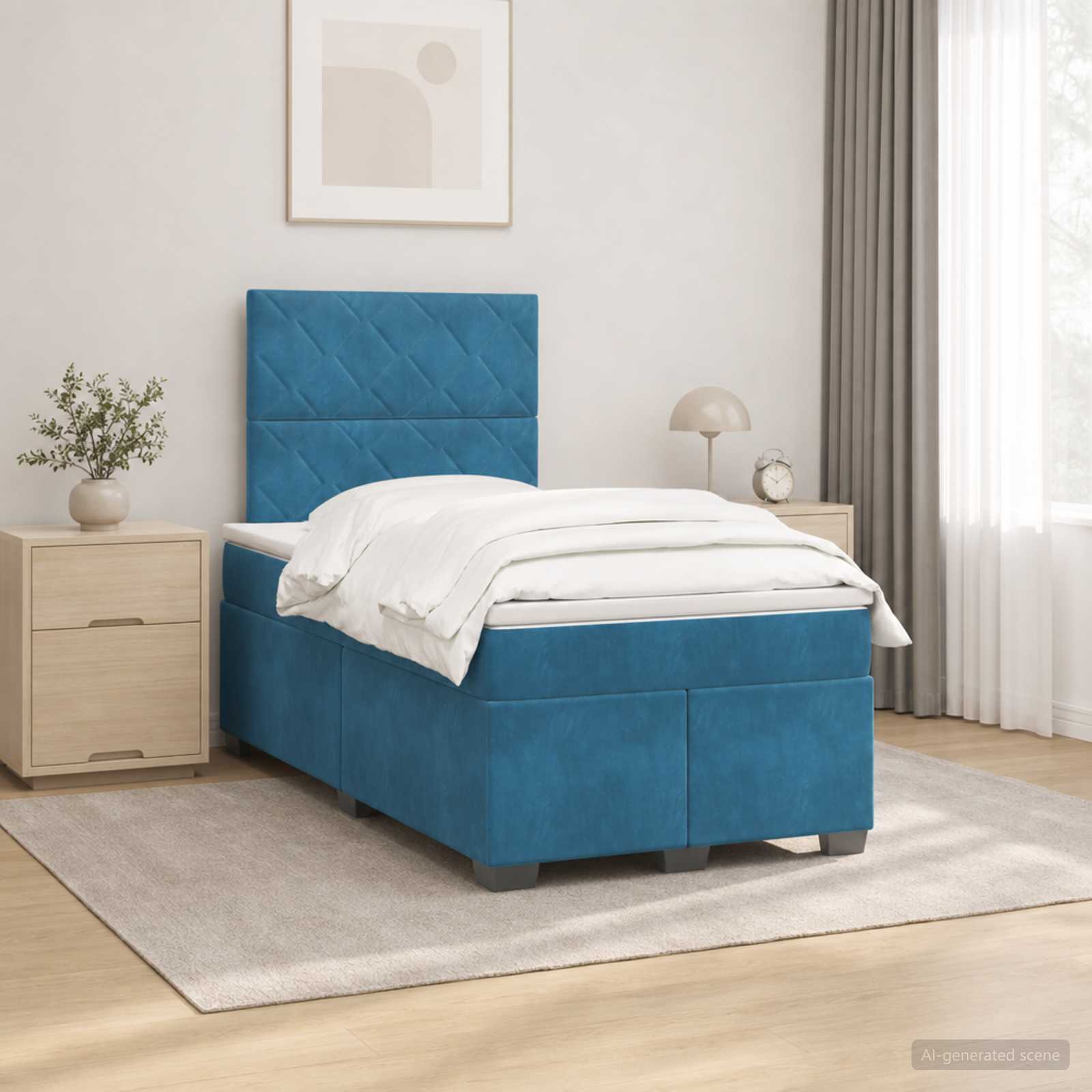 Boxspringbed met matras Blauw 120 x 190 cm Fluweel