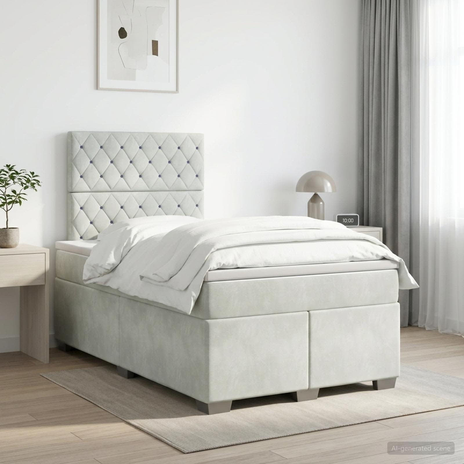 Boxspringbed met matras Lichtgrijs 120 x 200 cm Fluweel
