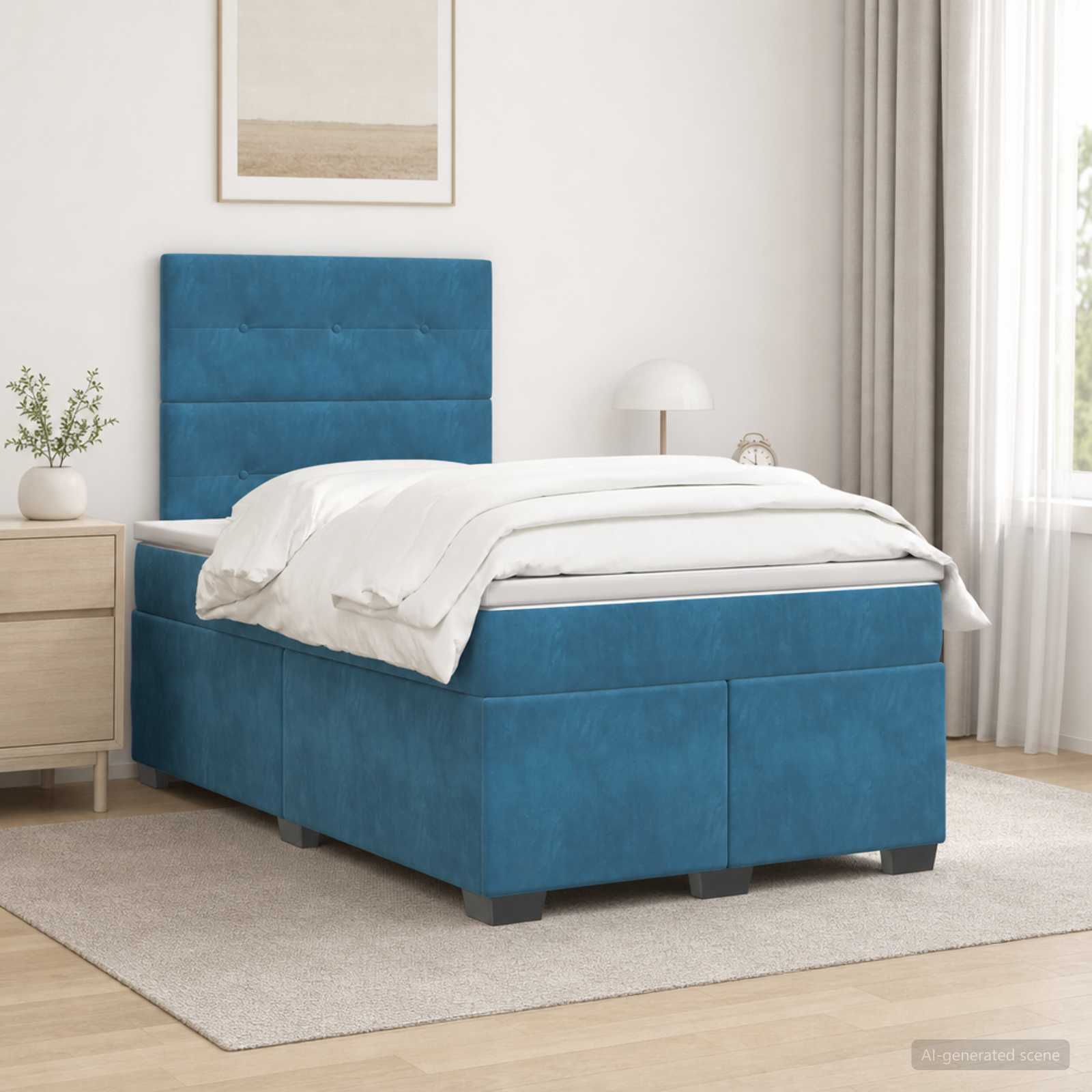 Boxspringbed met matras Blauw 120 x 200 cm Fluweel