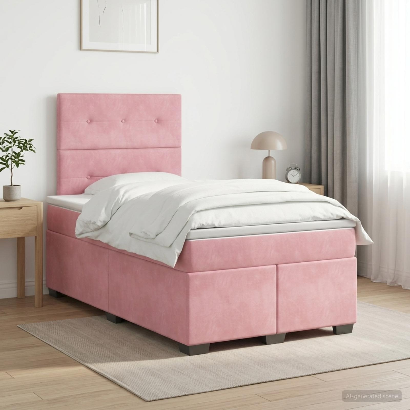 Boxspringbed met matras Roze 120 x 200 cm Fluweel