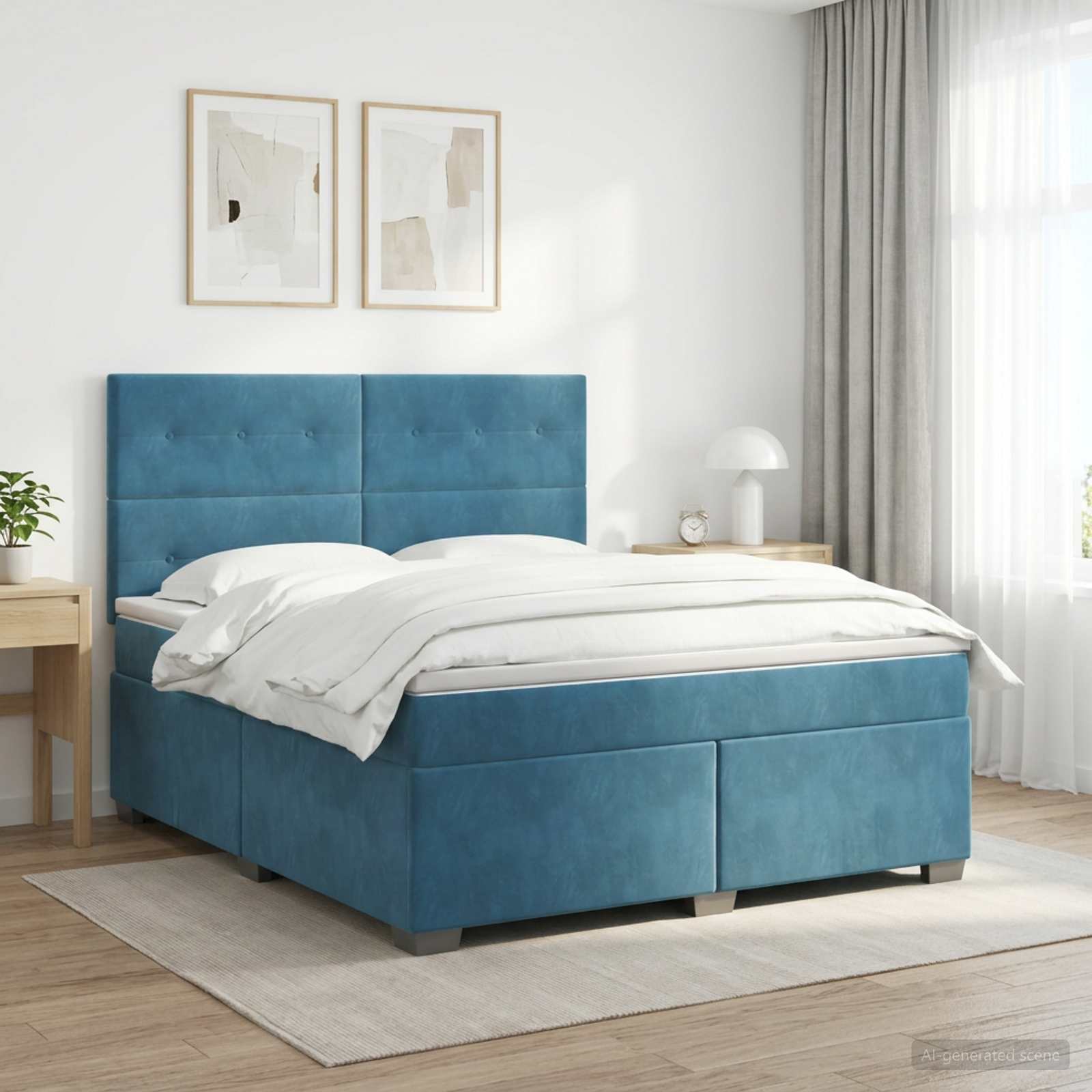 Boxspringbed met matras Blauw 140 x 190 cm Fluweel
