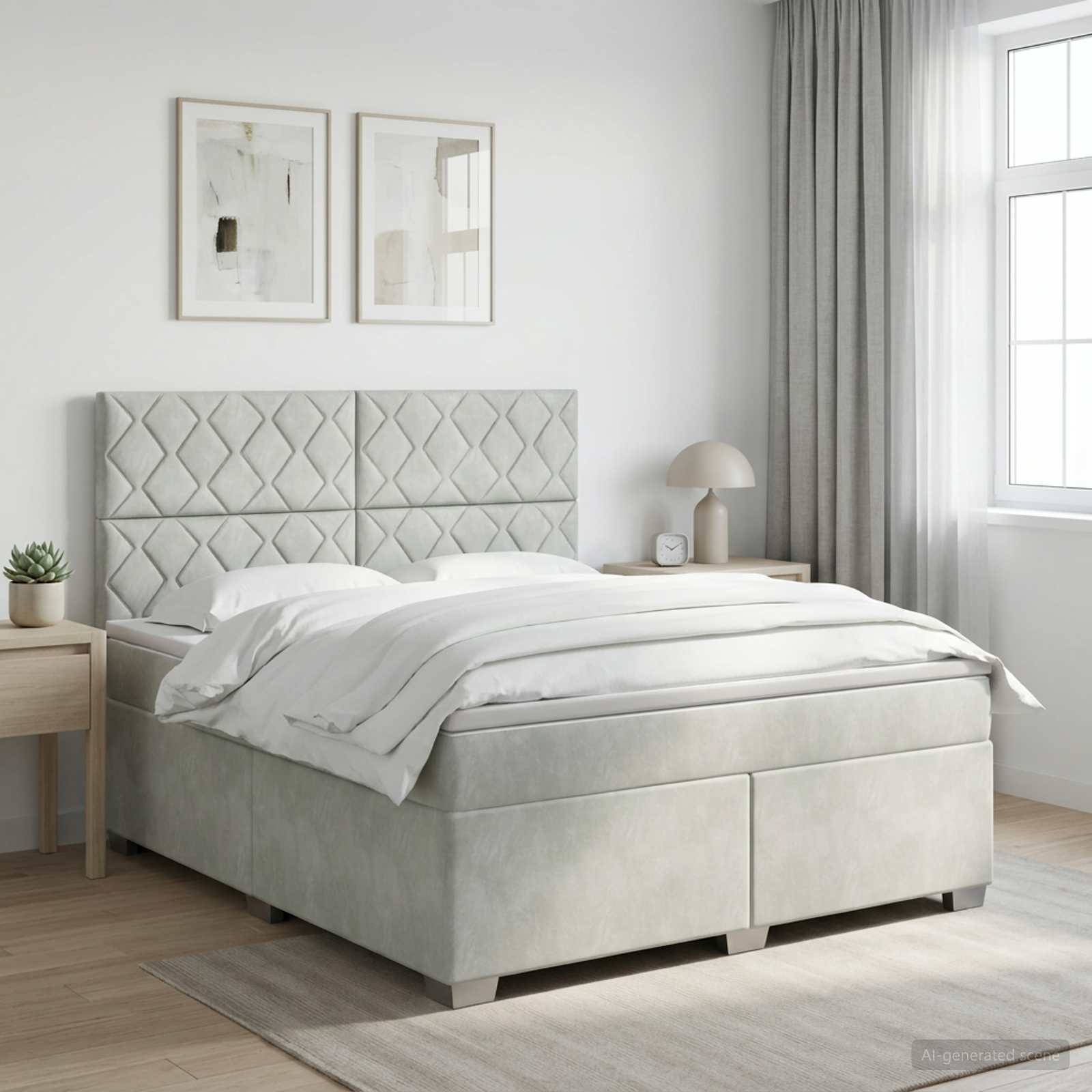Boxspringbed met matras Lichtgrijs 140 x 190 cm Fluweel