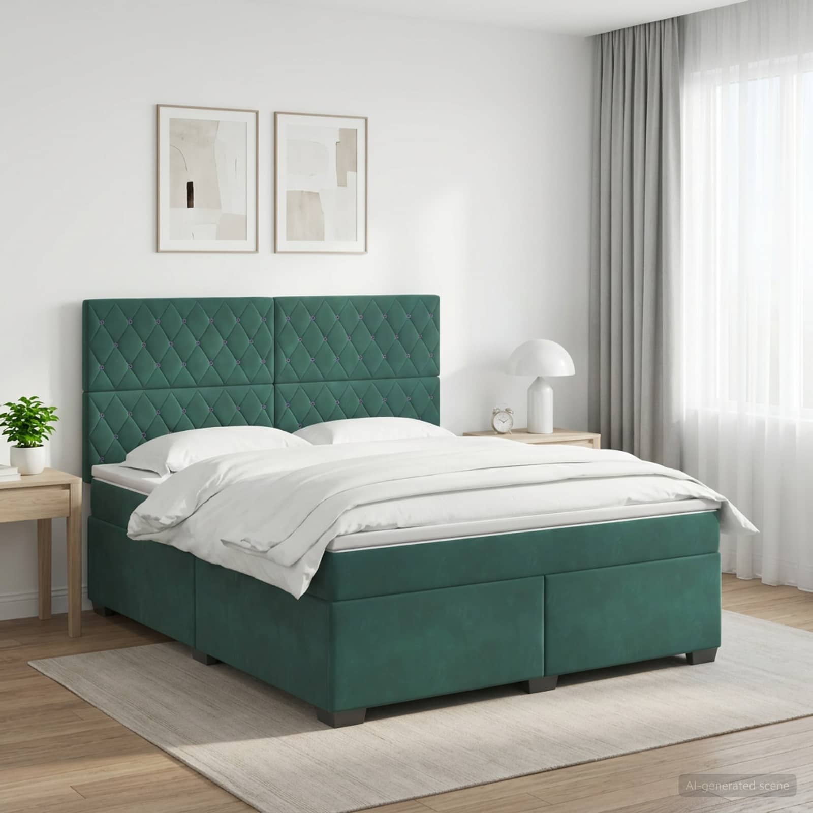 Boxspringbed met matras Donkergroen 140 x 200 cm Fluweel