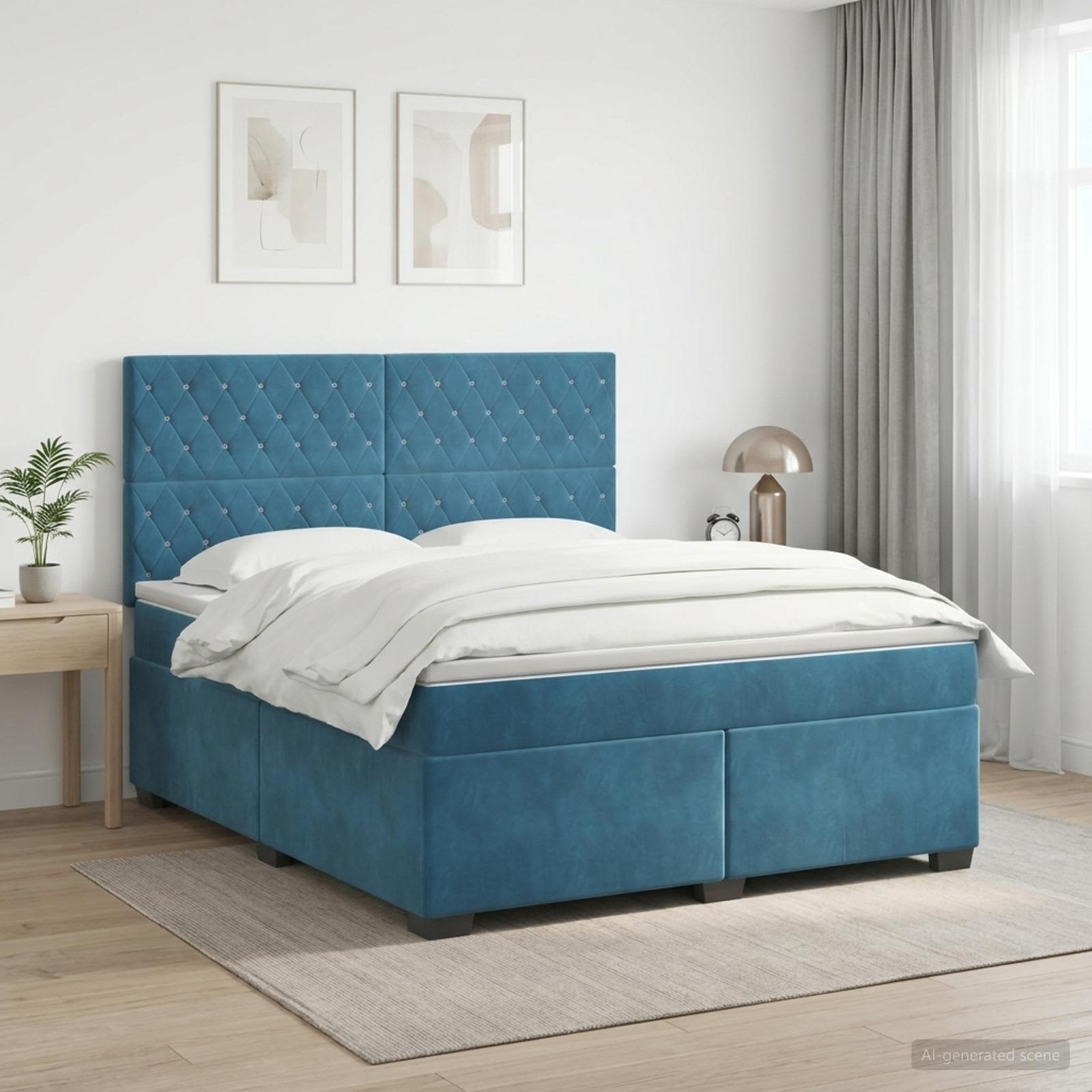 Boxspringbed met matras Blauw 140 x 200 cm Fluweel