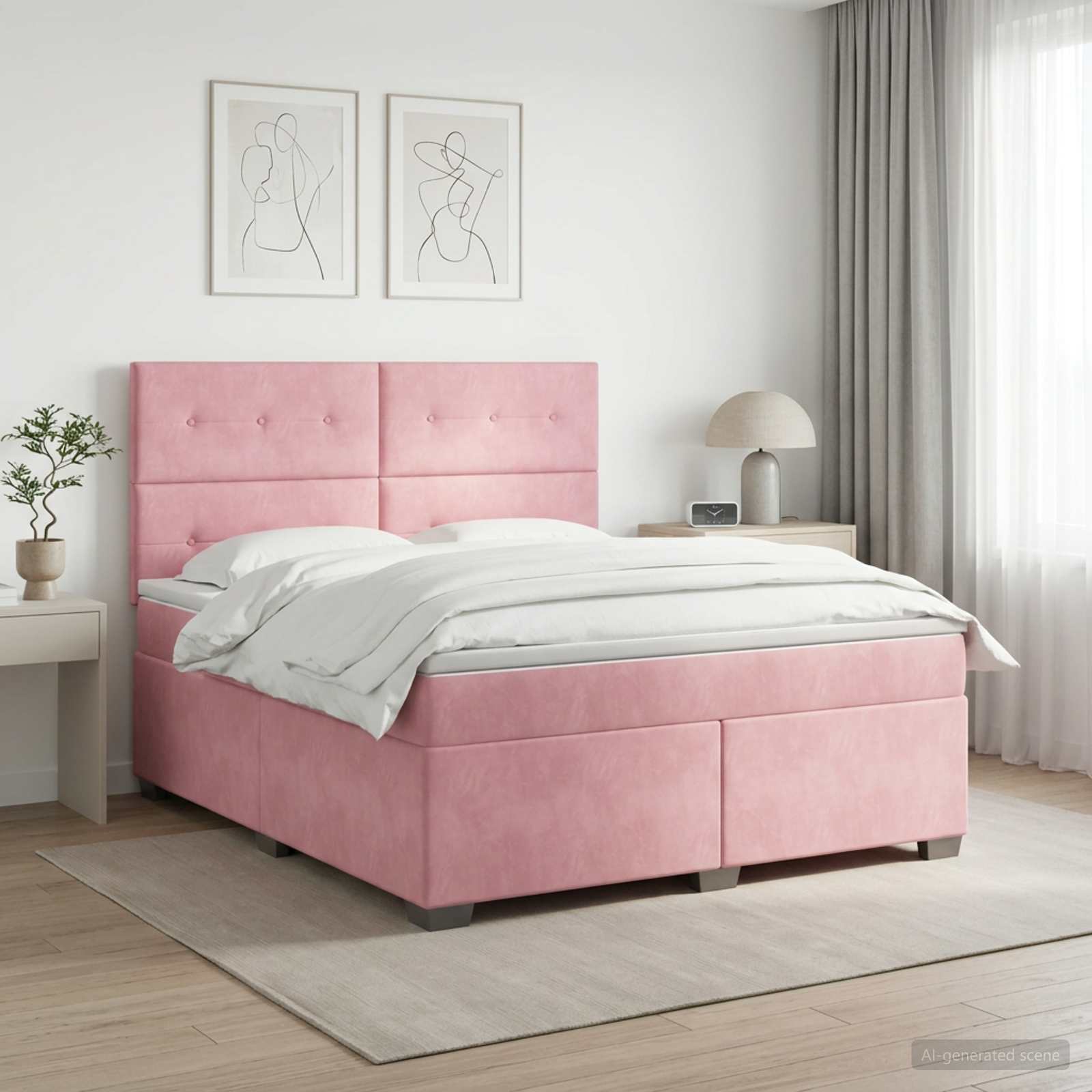 Boxspringbed met matras Roze 140 x 200 cm Fluweel