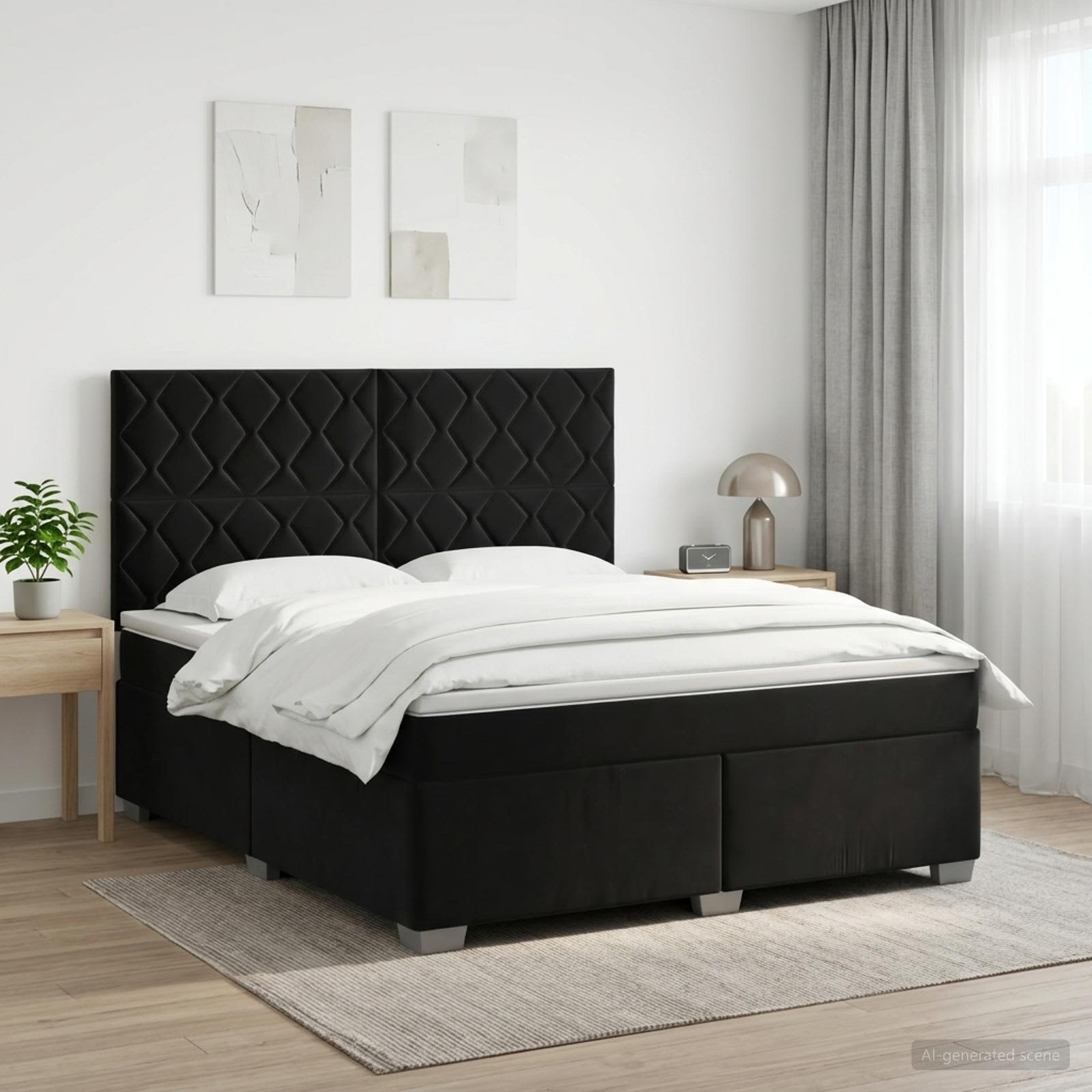 Boxspringbed met matras Zwart 140 x 200 cm Fluweel