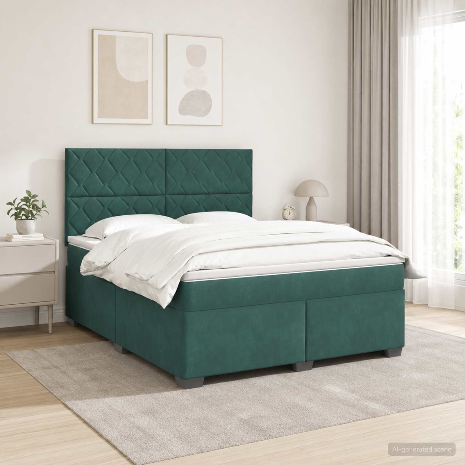 Boxspringbed met matras Donkergroen 140 x 200 cm Fluweel