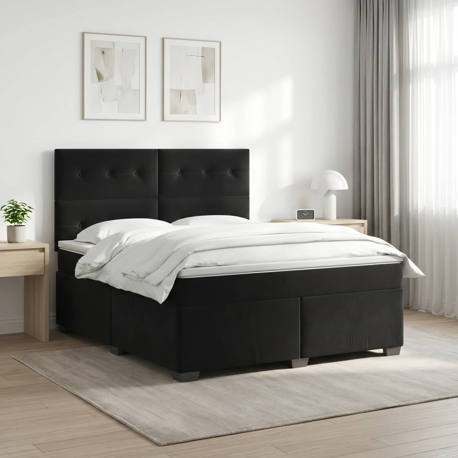 Boxspringbed met matras Zwart 160 x 200 cm Fluweel
