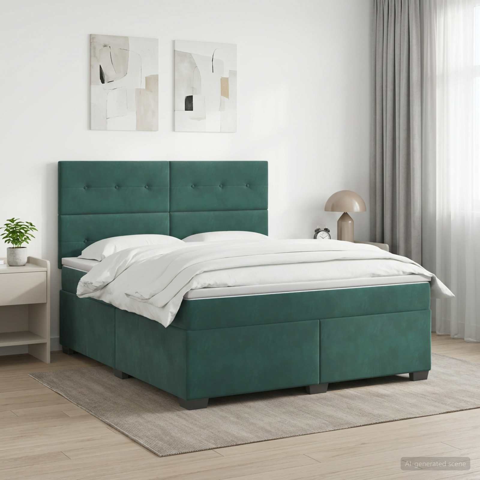 Boxspringbed met matras Donkergroen 180 x 200 cm Fluweel
