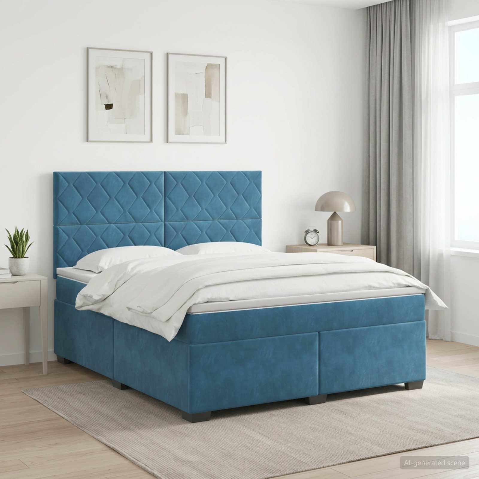Boxspringbed met matras Blauw 180 x 200 cm Fluweel