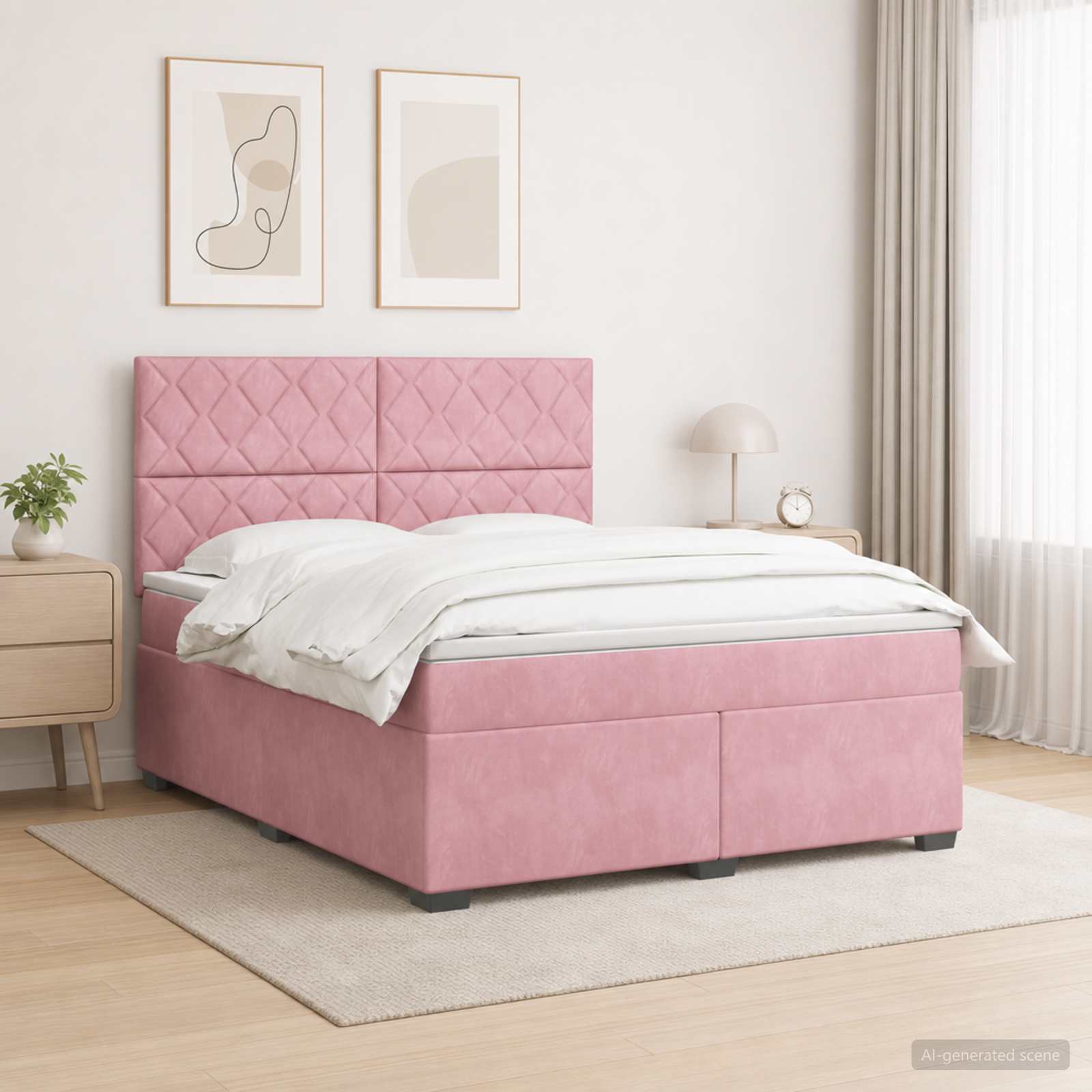 Boxspringbed met matras Roze 180 x 200 cm Fluweel