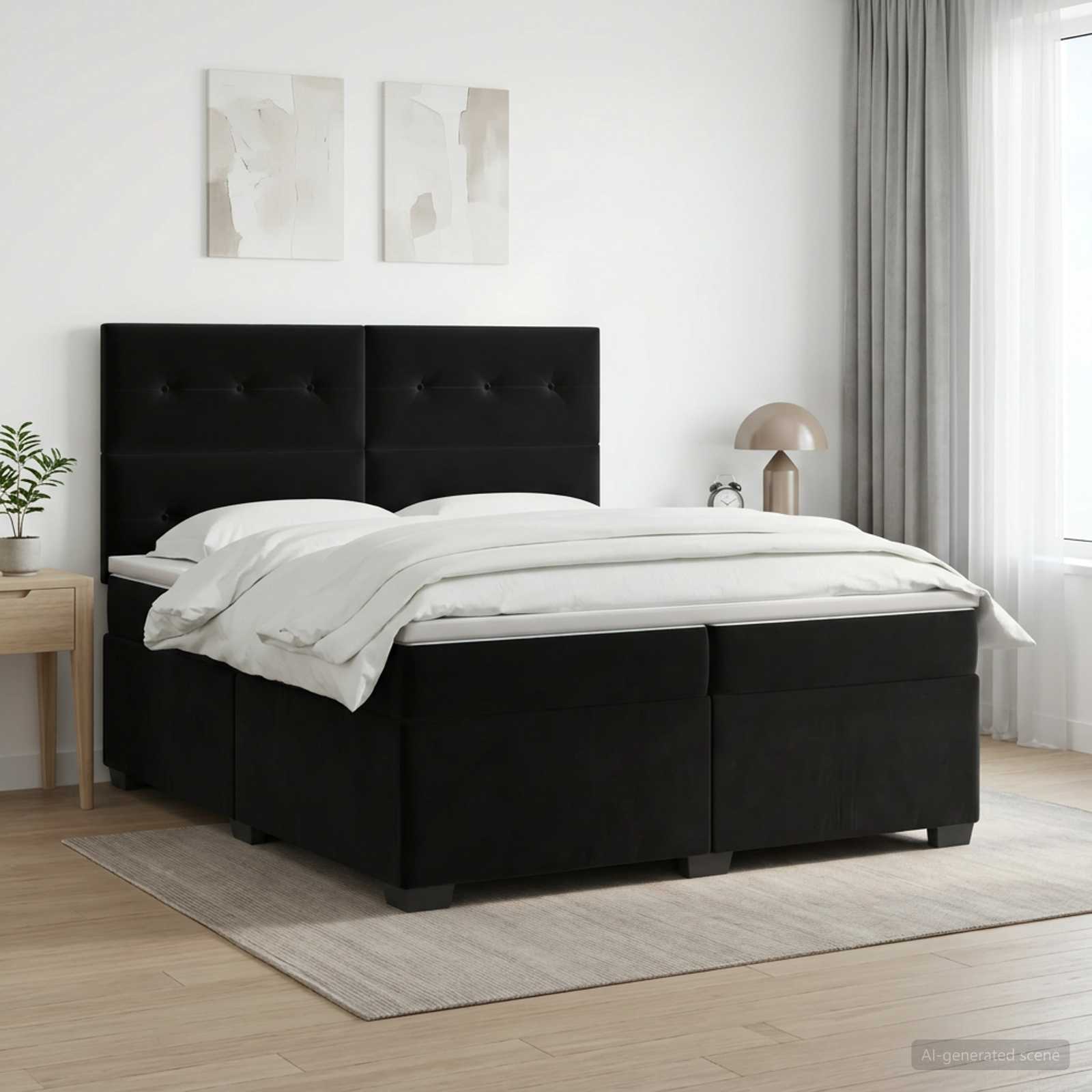 Boxspringbed met matras Zwart 200 x 200 cm Fluweel