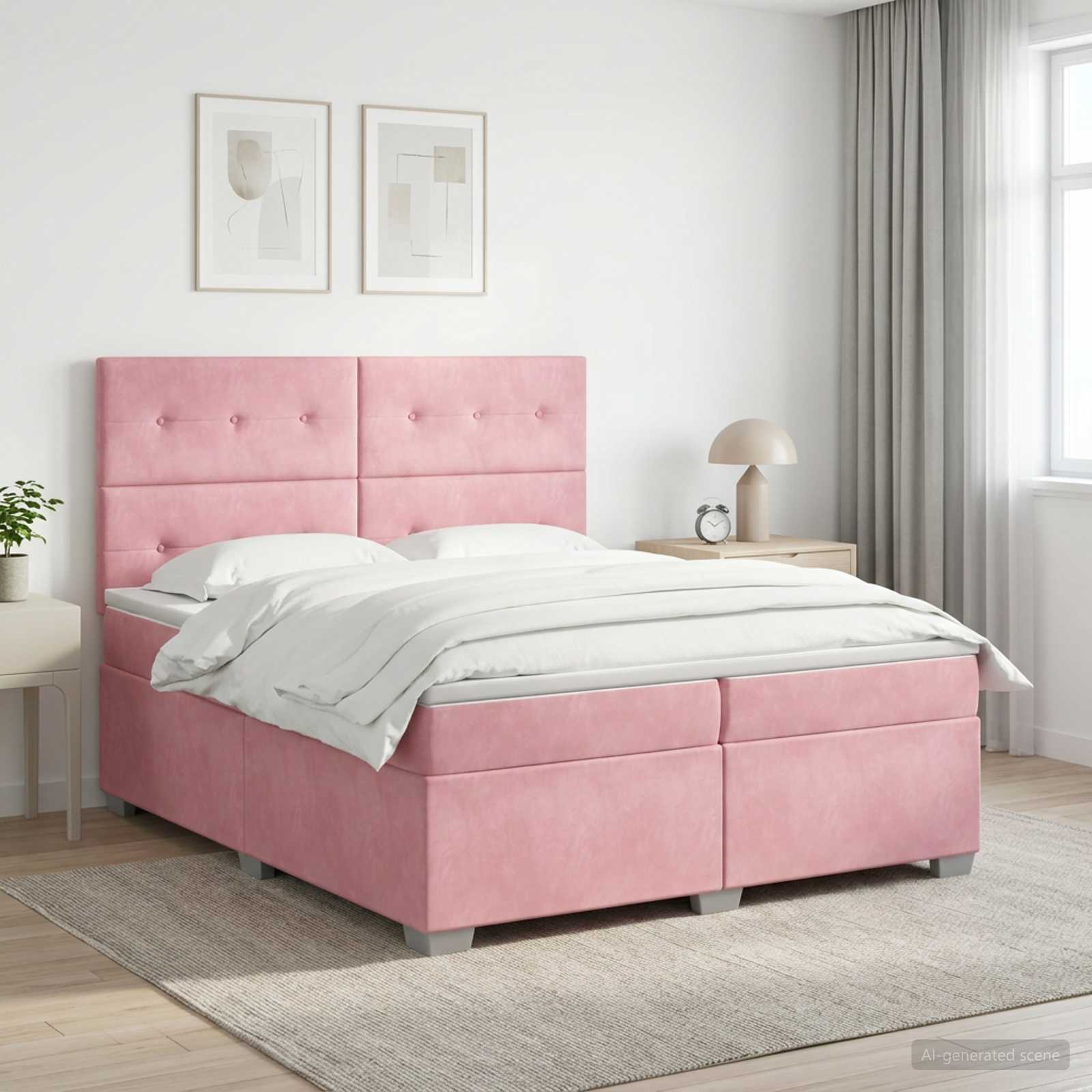 Boxspringbed met matras Roze 200 x 200 cm Fluweel