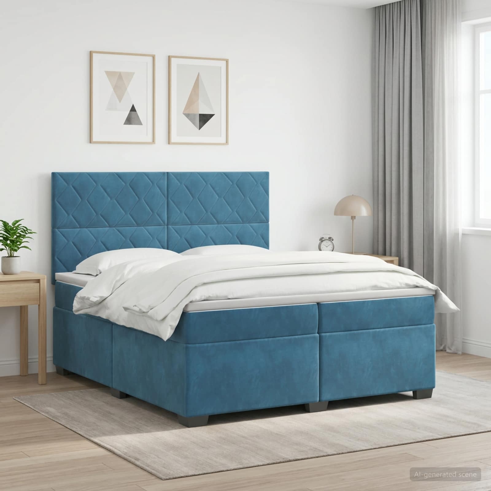 Boxspringbed met matras Blauw 200 x 200 cm Fluweel