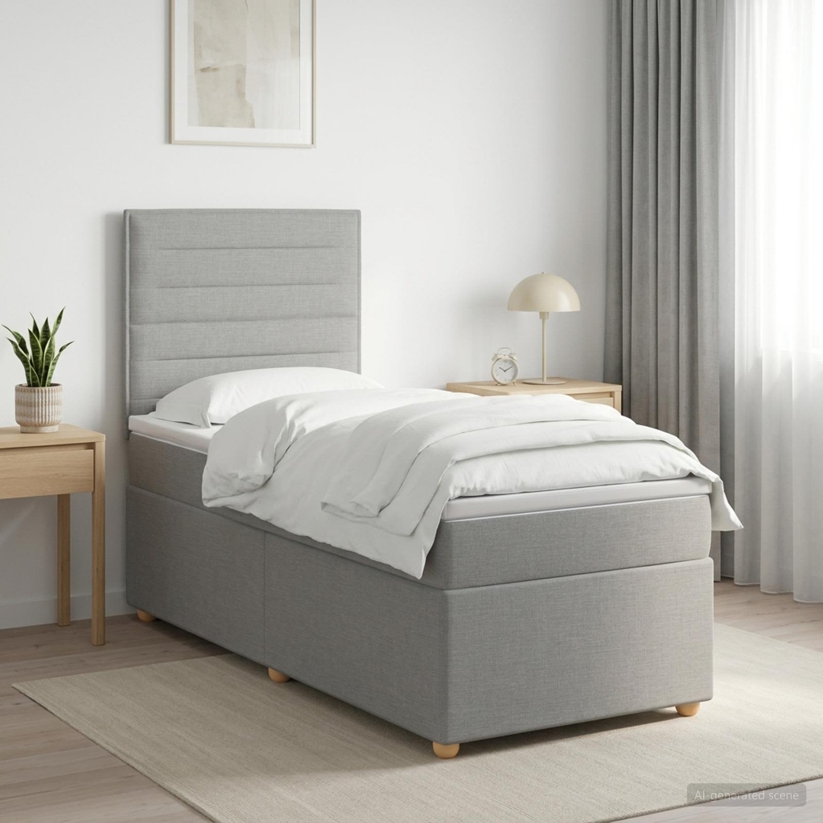 Boxspringbed met matras Lichtgrijs 80 x 200 cm Stof