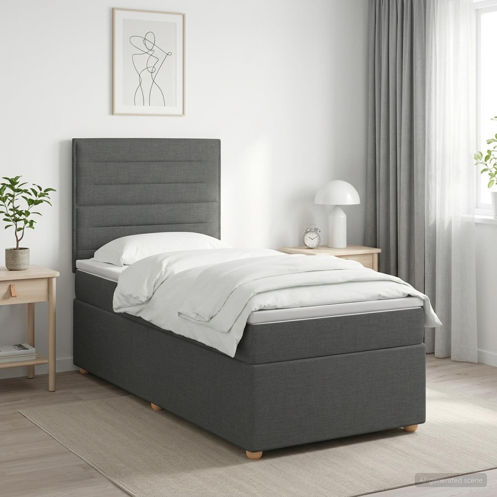 Boxspringbed met matras Donkergrijs 80 x 200 cm Stof