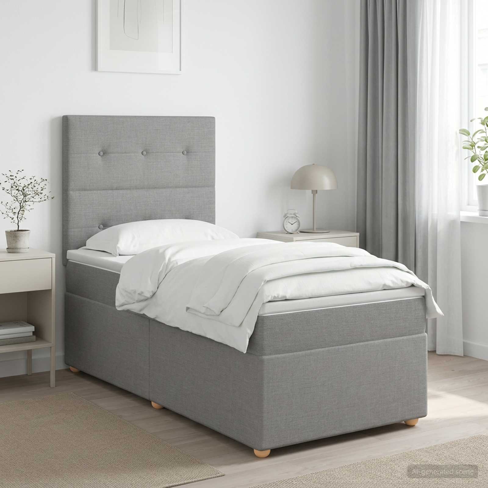 Boxspringbed met matras Lichtgrijs 80 x 200 cm Stof