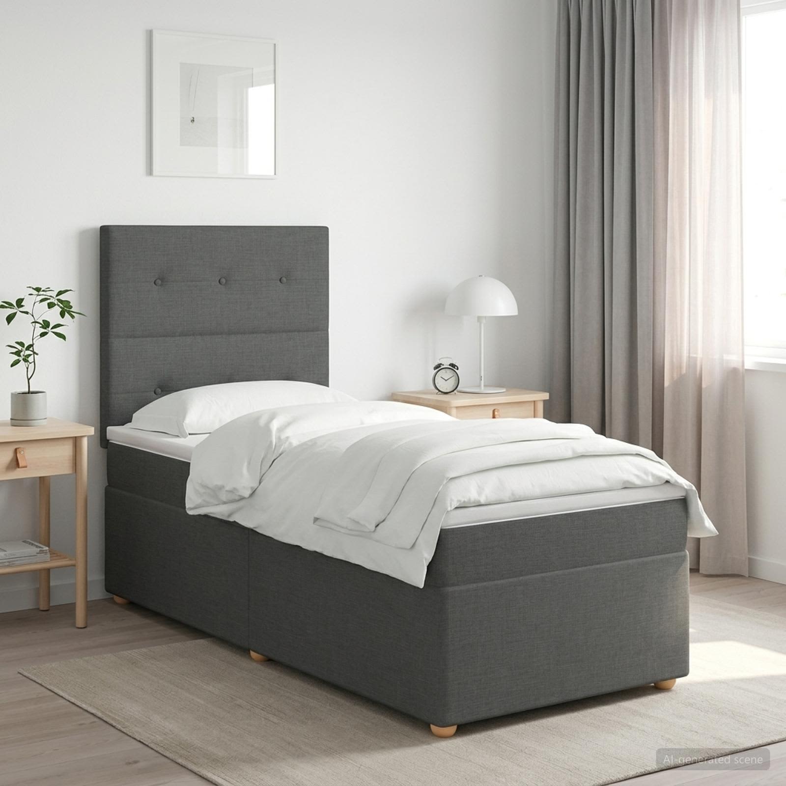 Boxspringbed met matras Donkergrijs 80 x 200 cm Stof