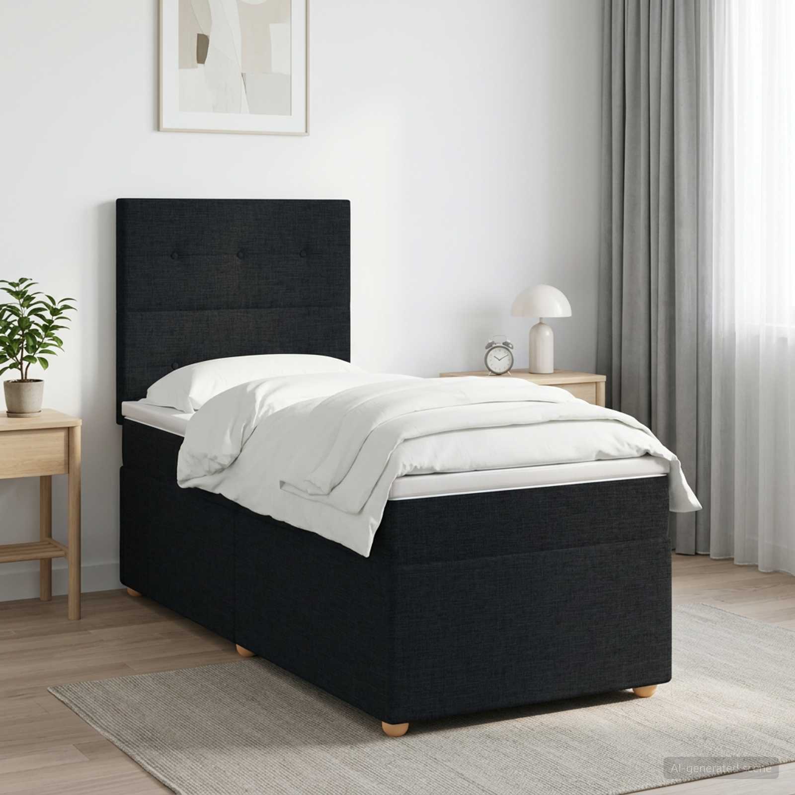 Boxspringbed met matras met hoofdeinde Zwart 80 x 200 cm Stof
