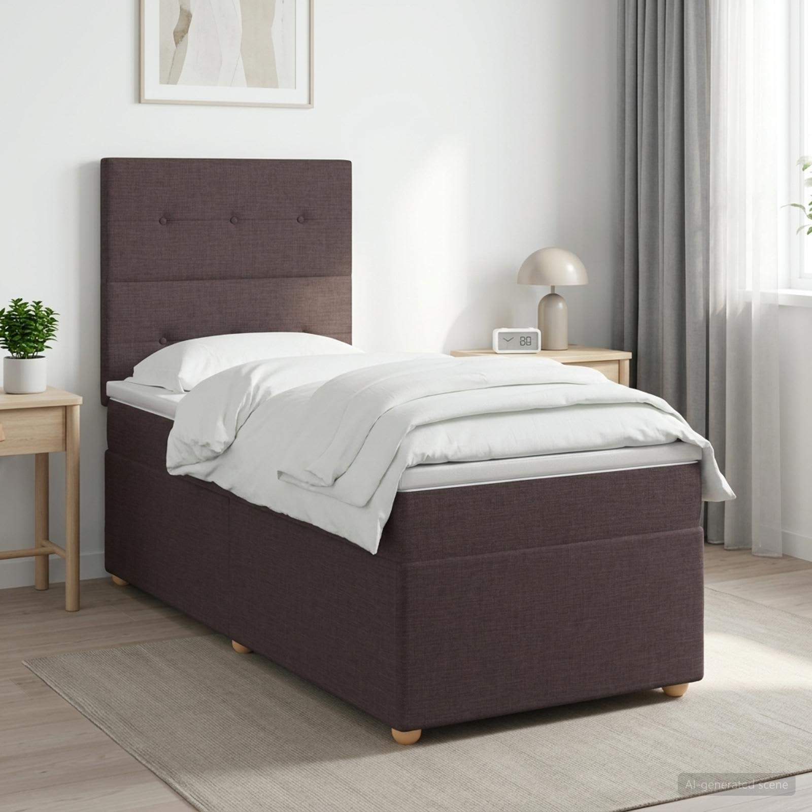 Boxspringbed met matras Donkerbruin 80 x 200 cm Stof