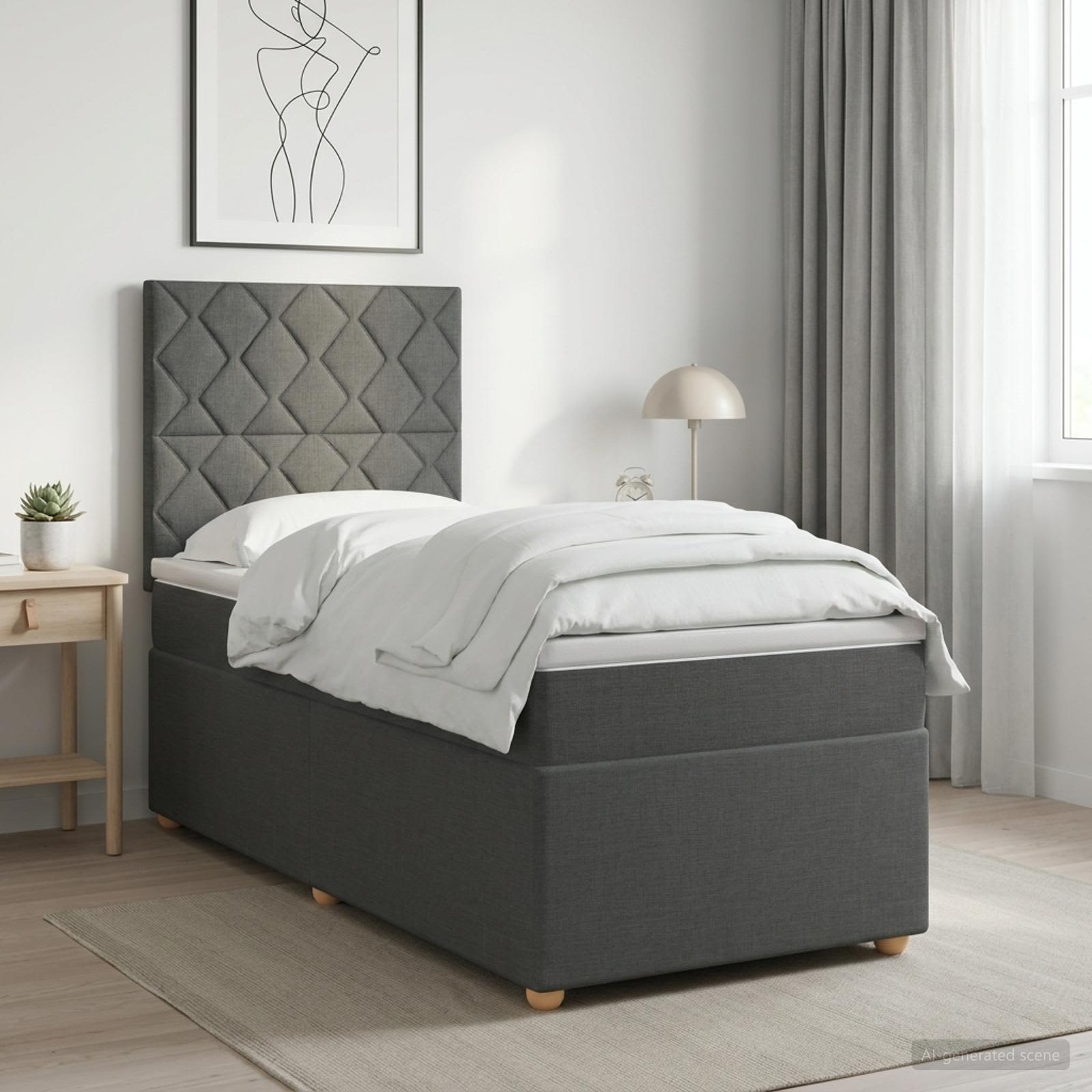 Boxspringbed met matras Donkergrijs 80 x 200 cm Stof
