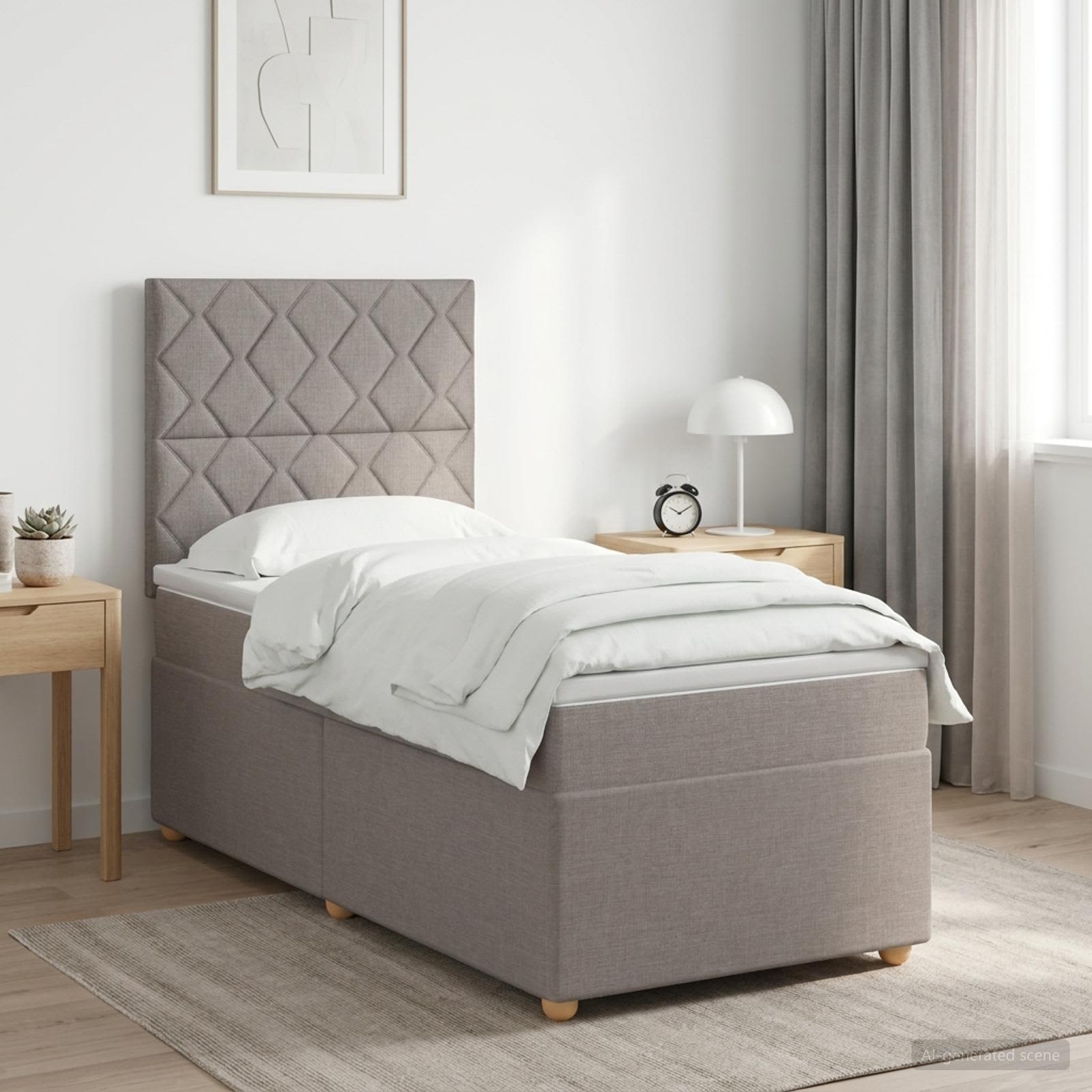 Boxspringbed met matras met hoofdeinde Taupe 80 x 200 cm Stof