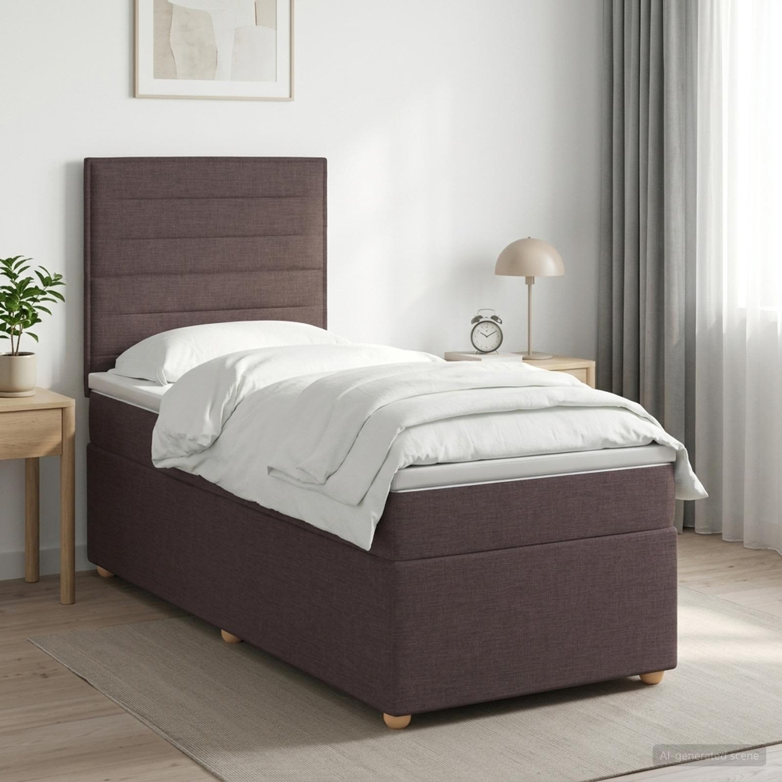Boxspringbed met matras Donkerbruin 90 x 200 cm Stof