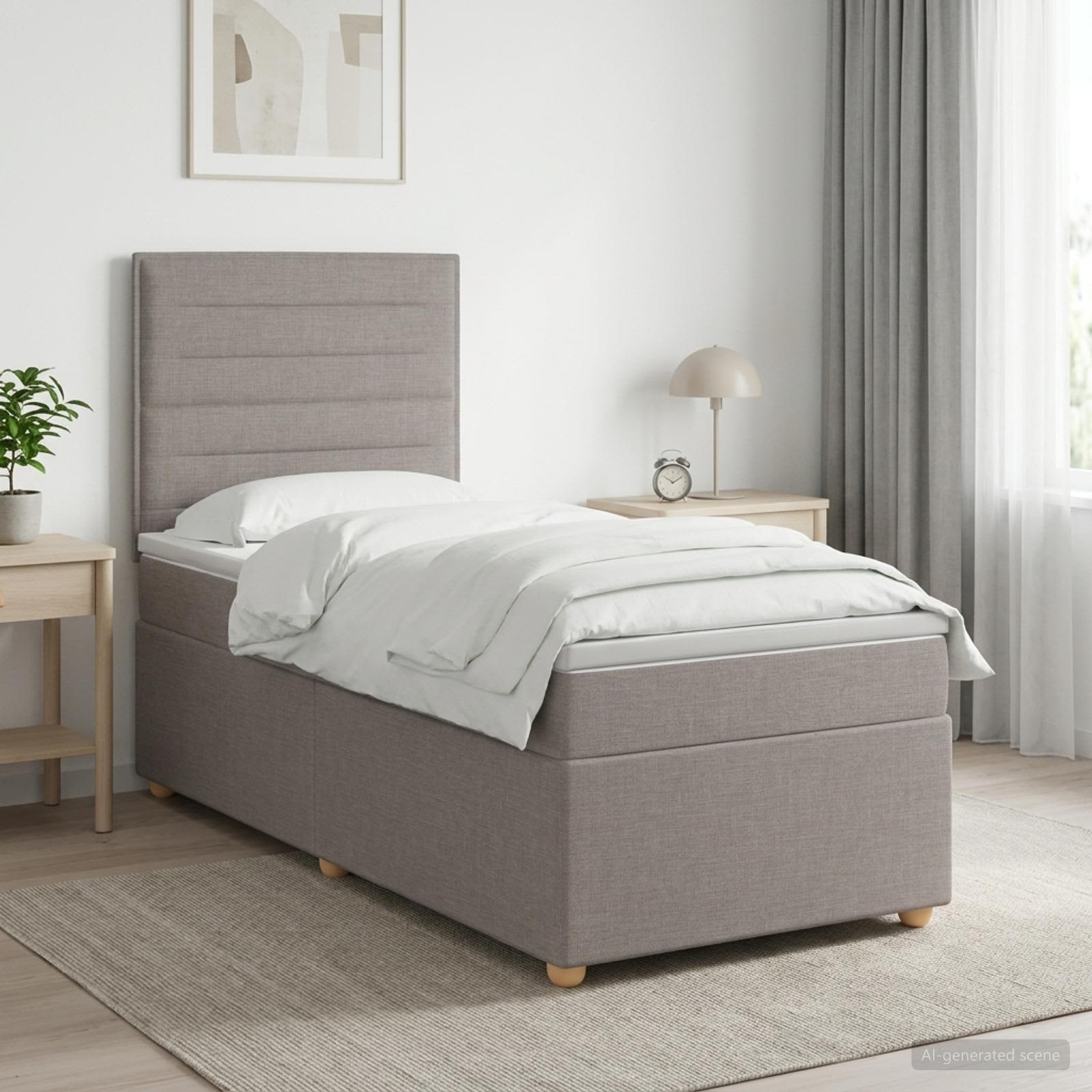 Boxspringbed met matras met hoofdeinde Taupe 100 x 200 cm Stof