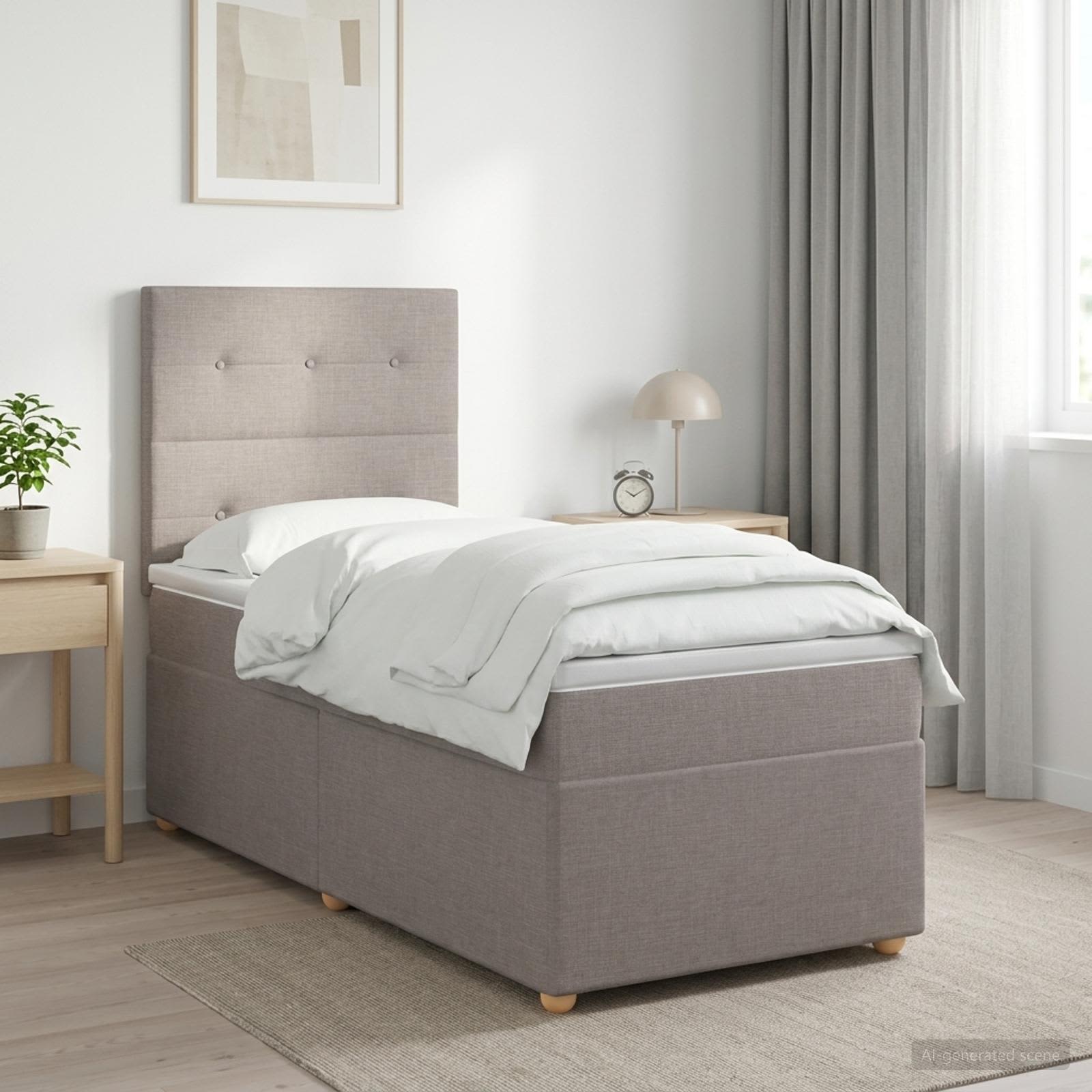 Boxspringbed met matras met hoofdeinde Taupe 100 x 200 cm Stof
