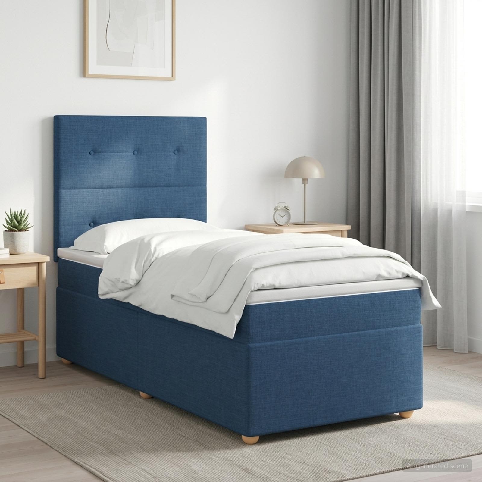 Boxspringbed met matras met hoofdeinde Blauw 100 x 200 cm Stof