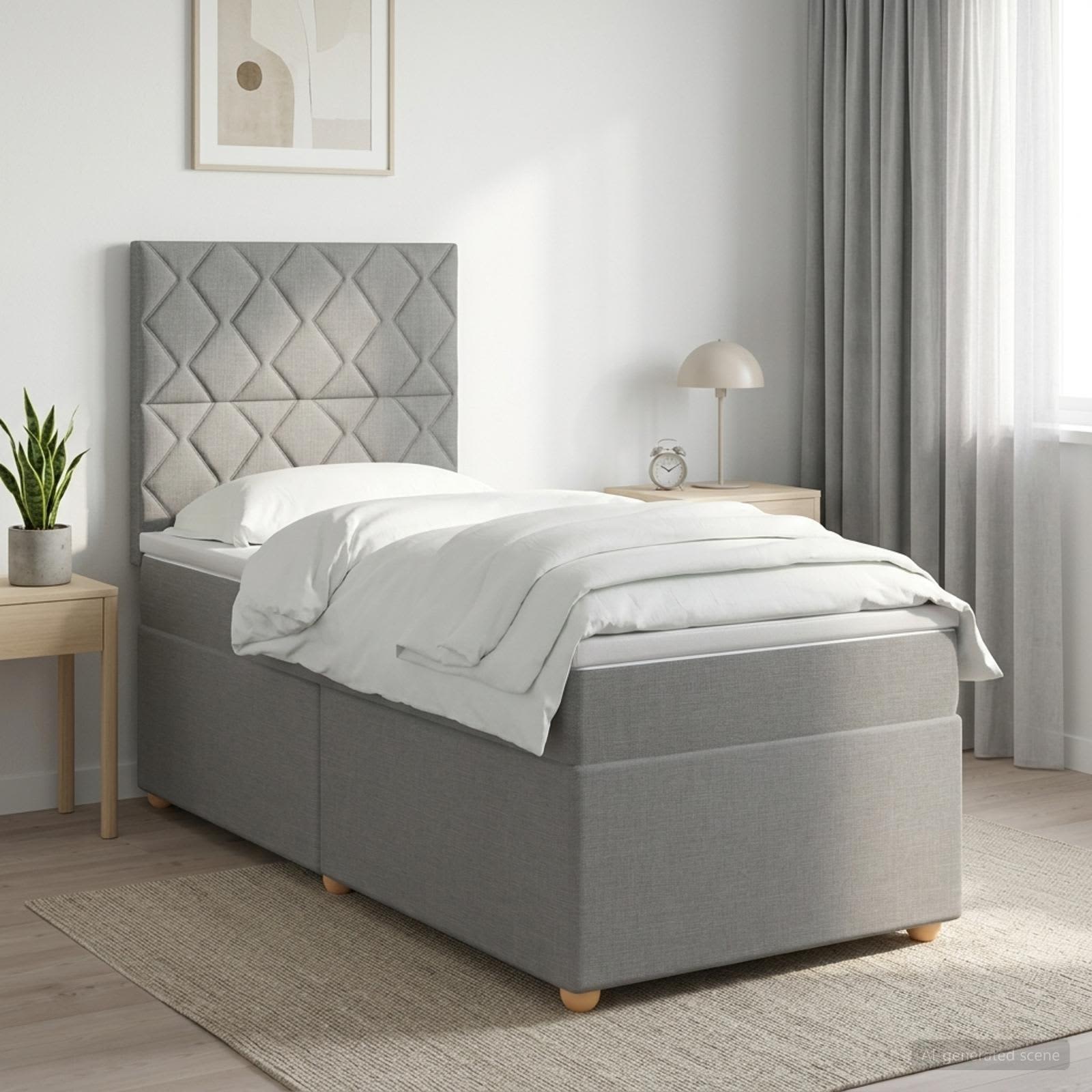 Boxspringbed met matras Lichtgrijs 100 x 200 cm Stof