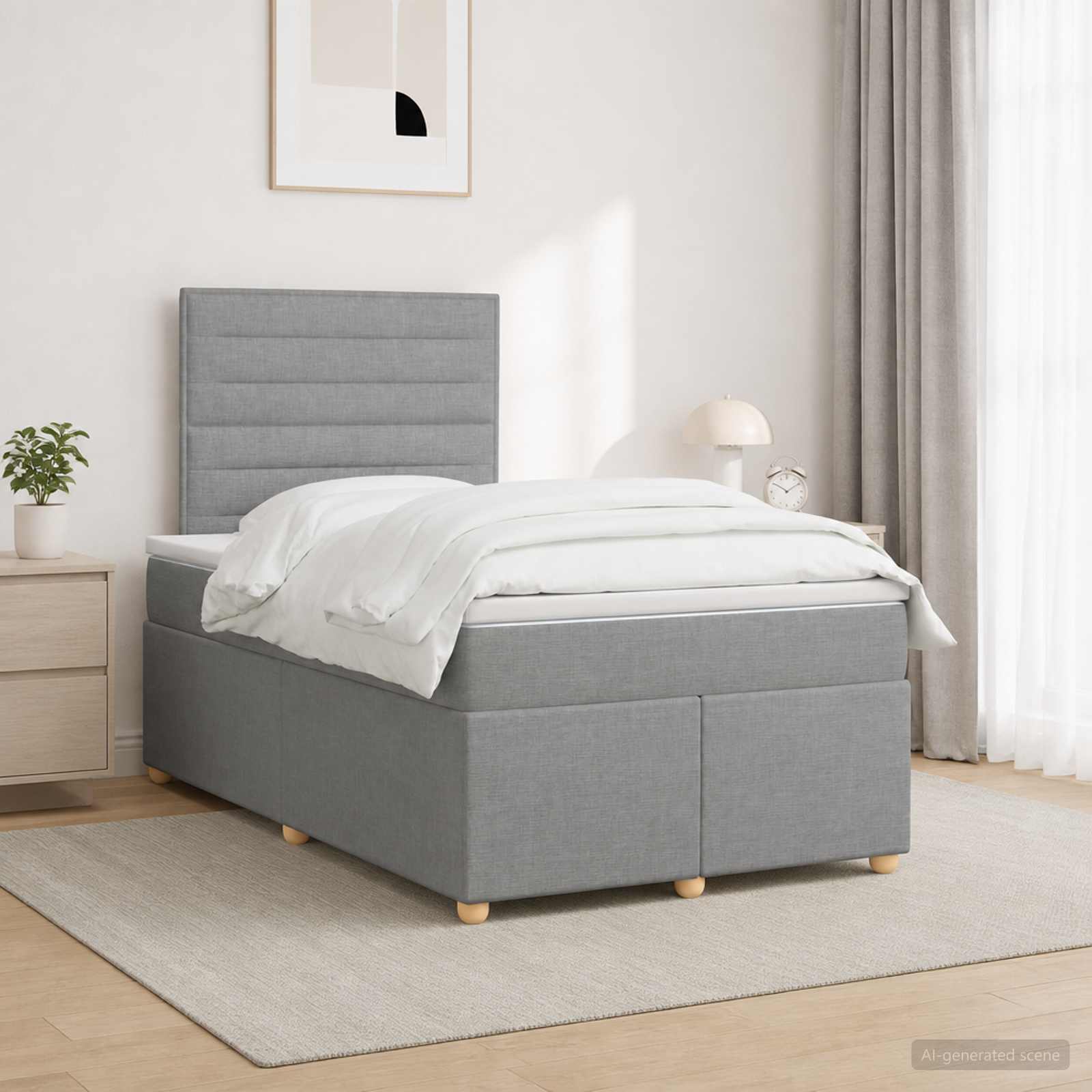 Boxspringbed met matras Lichtgrijs 120 x 190 cm Stof
