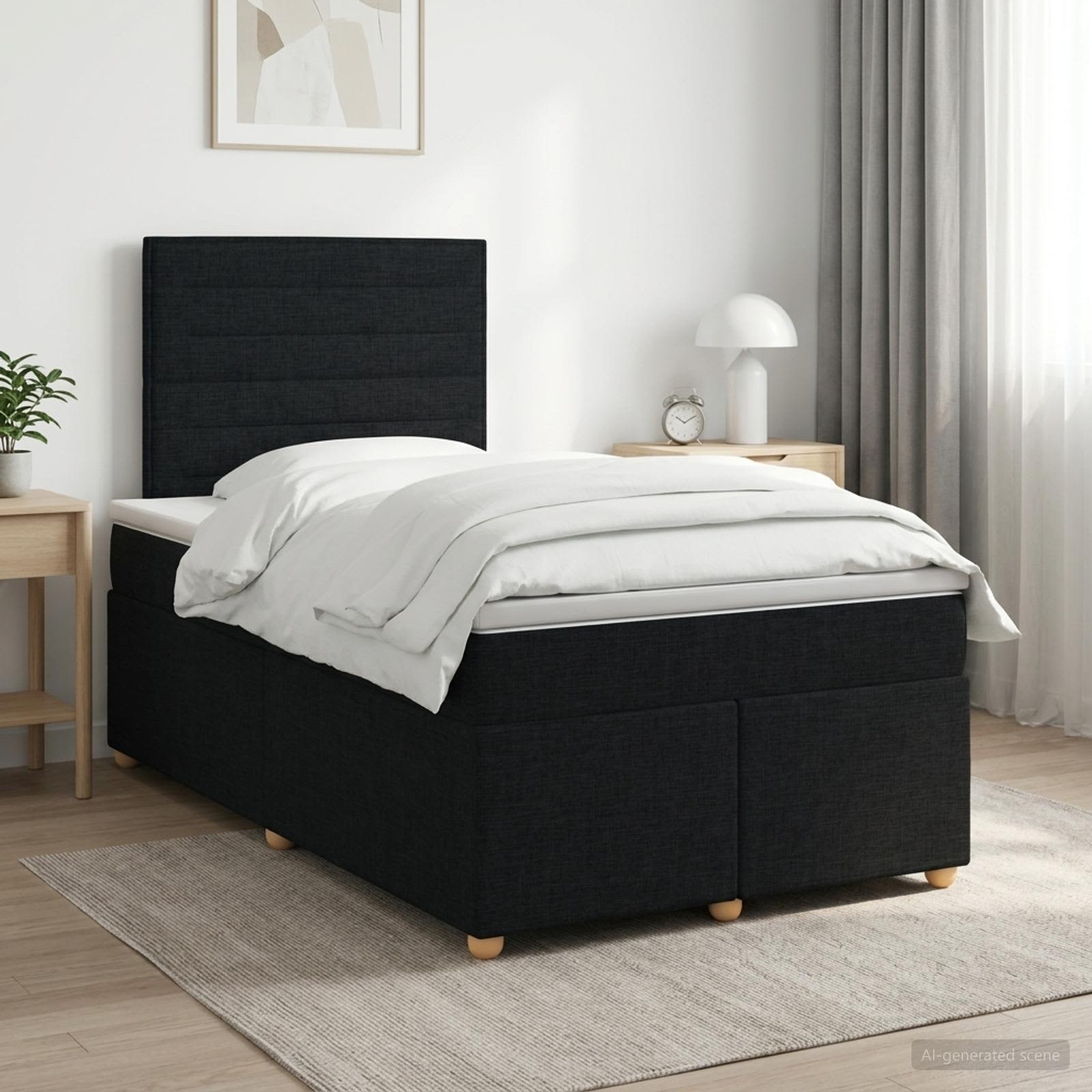 Boxspringbed met matras met hoofdeinde Zwart 120 x 190 cm Stof