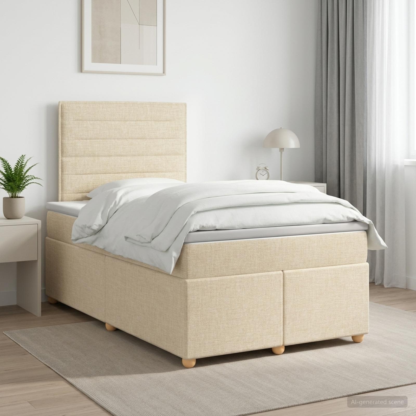 Boxspringbed met matras Crèmekleurig 120 x 190 cm Stof