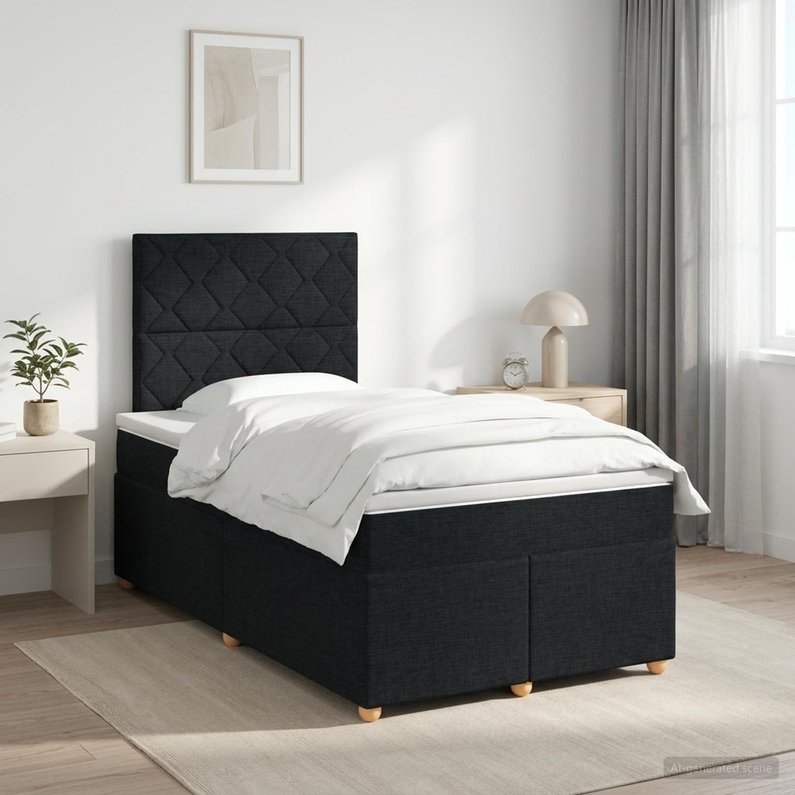 Boxspringbed met matras met hoofdeinde Zwart 120 x 190 cm Stof
