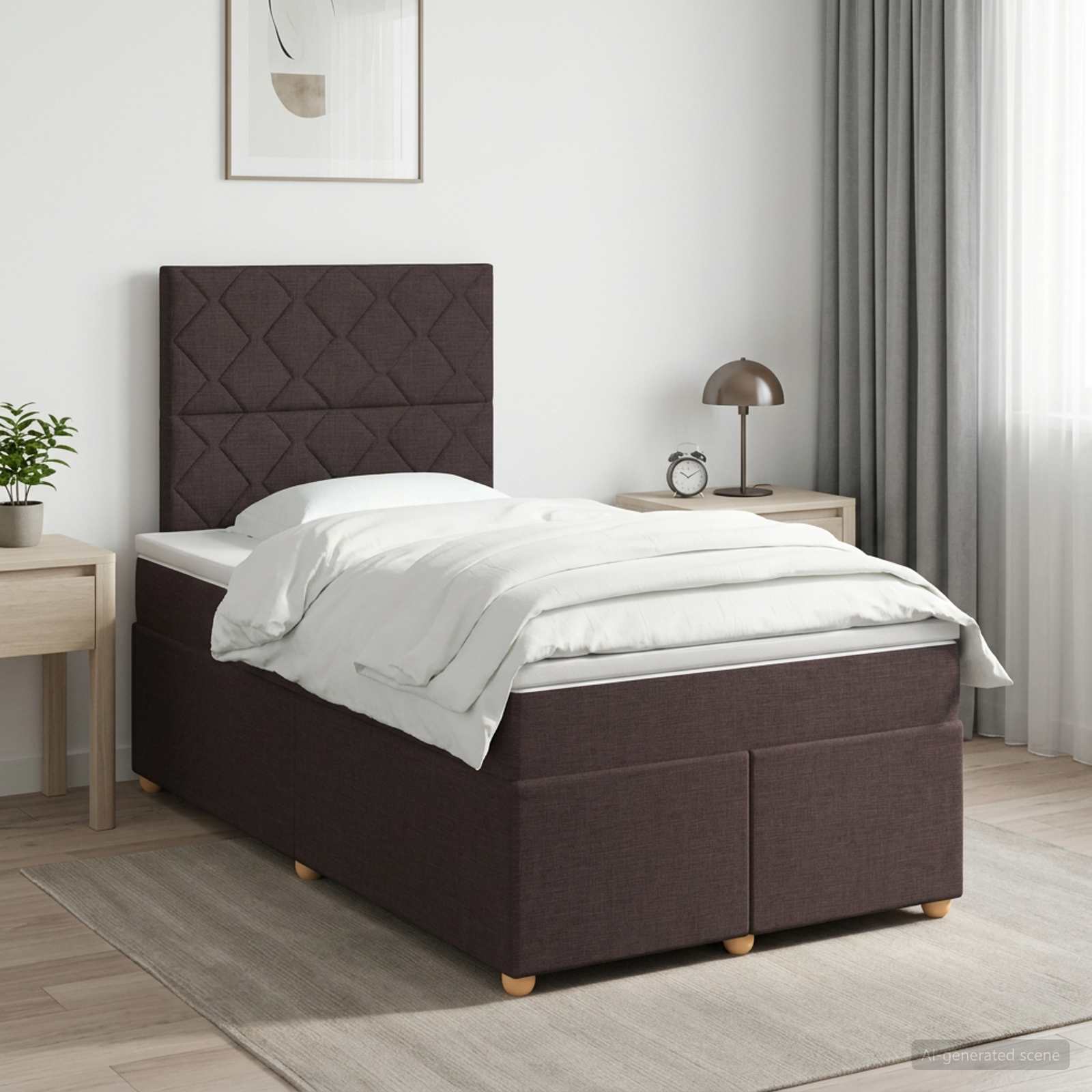 Boxspringbed met matras Donkerbruin 120 x 190 cm Stof