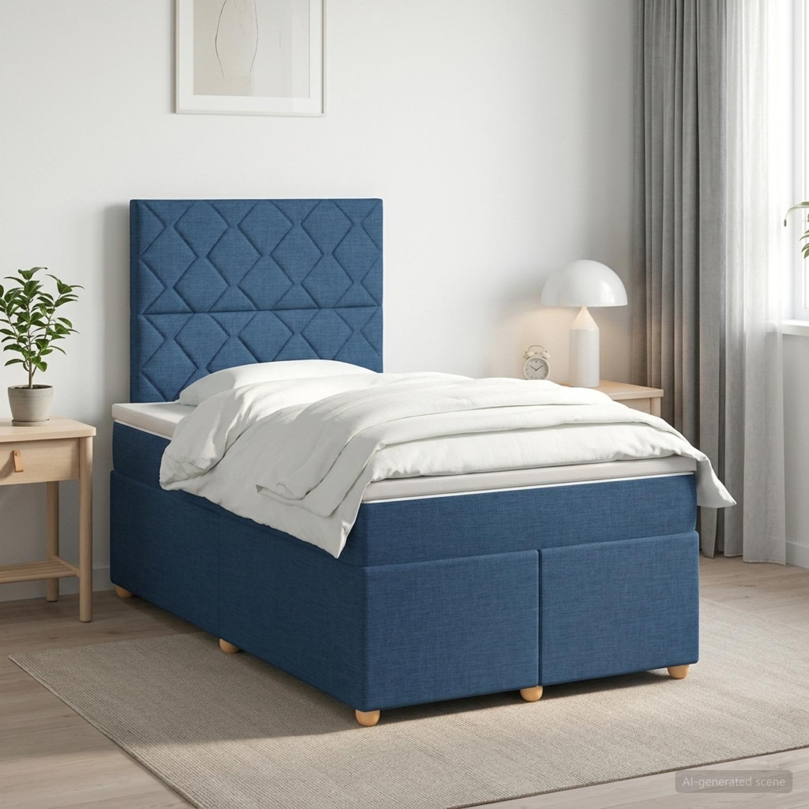 Boxspringbed met matras met hoofdeinde Blauw 120 x 190 cm Stof