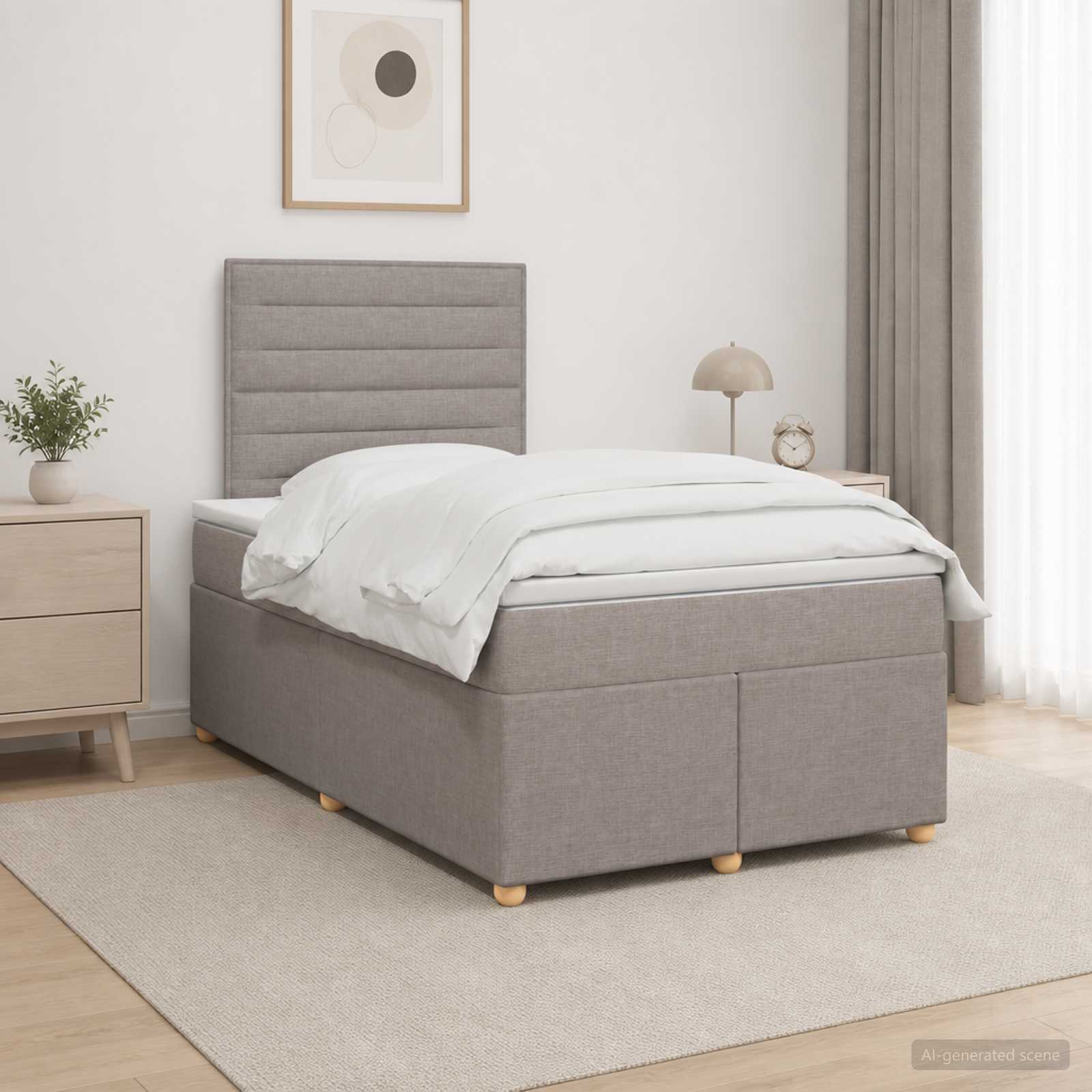 Boxspringbed met matras met hoofdeinde Taupe 120 x 200 cm Stof