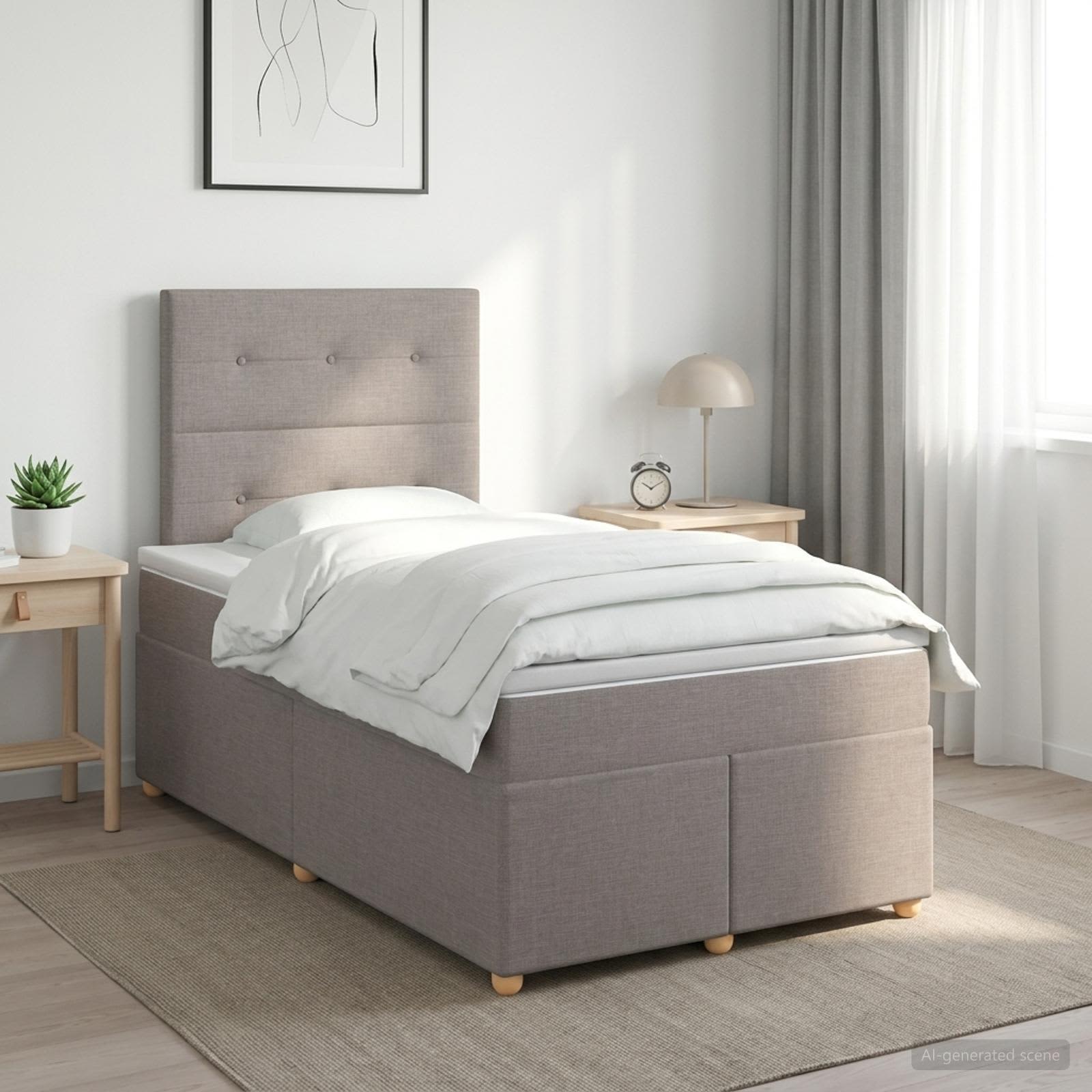 Boxspringbed met matras met hoofdeinde Taupe 120 x 200 cm Stof