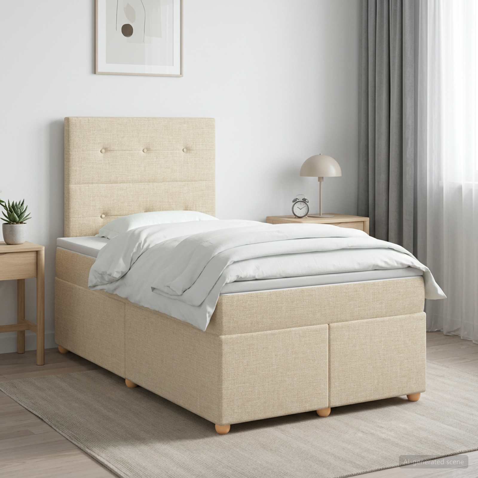 Boxspringbed met matras Crèmekleurig 120 x 200 cm Stof