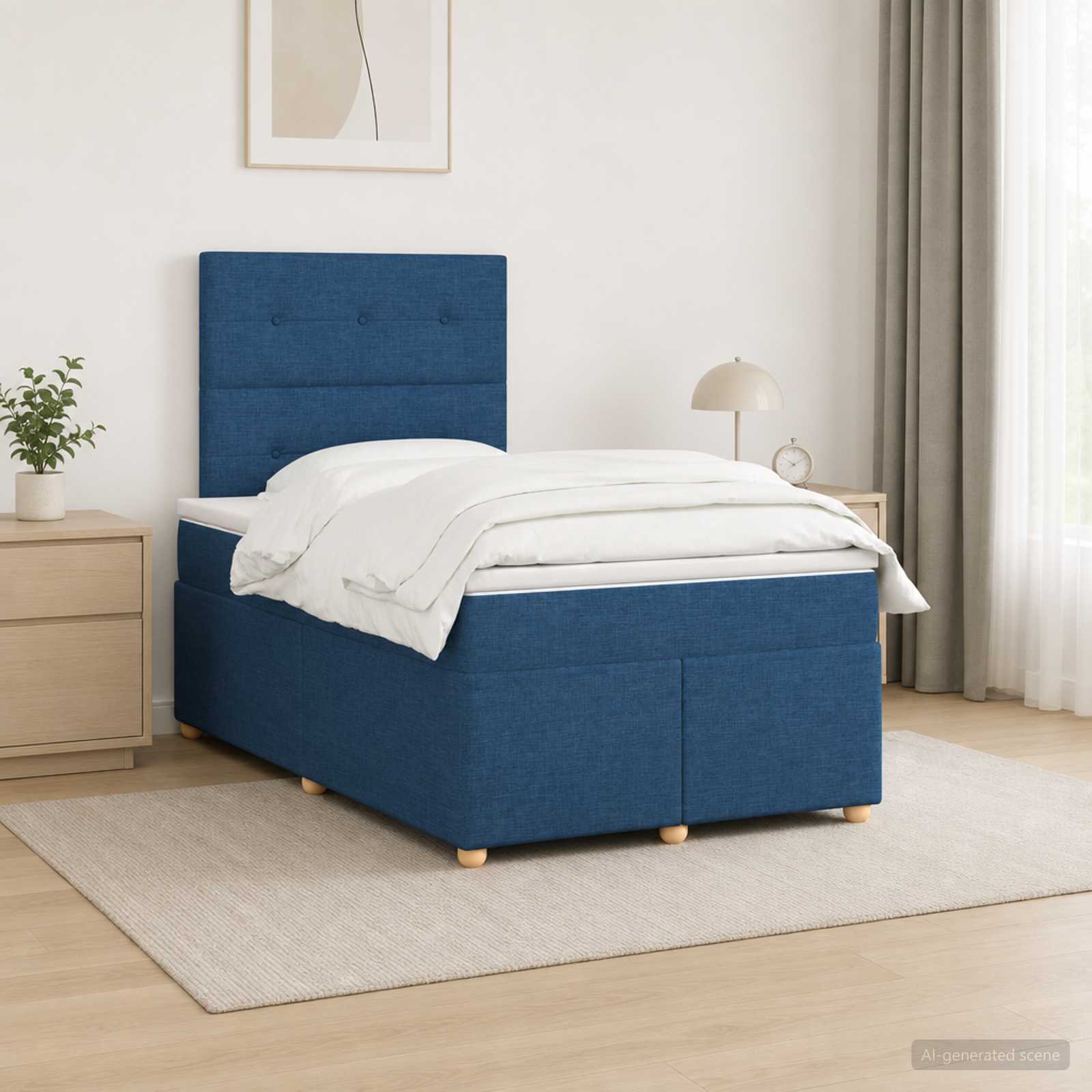 Boxspringbed met matras met hoofdeinde Blauw 120 x 200 cm Stof