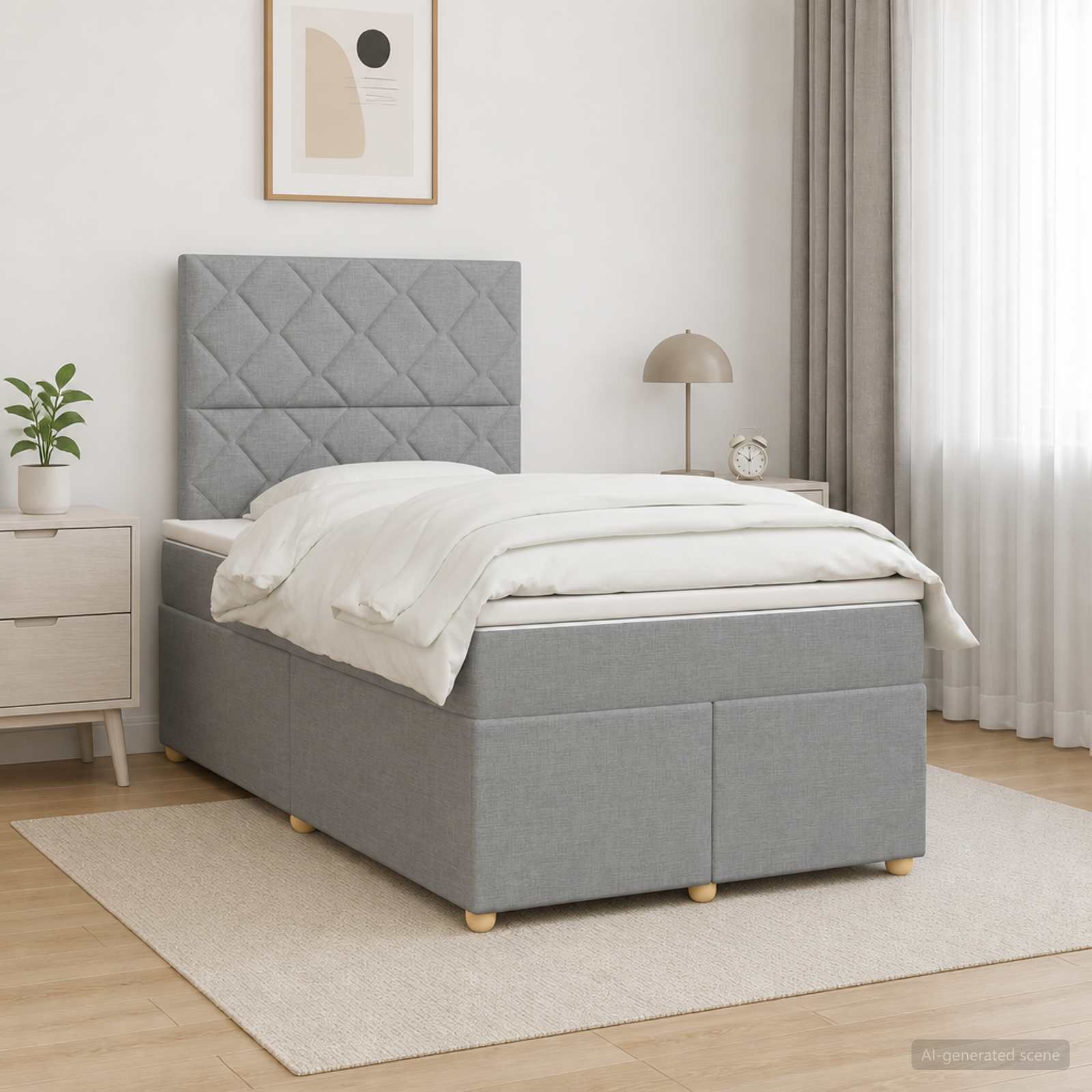 Boxspringbed met matras Lichtgrijs 120 x 200 cm Stof – afbeelding 1
