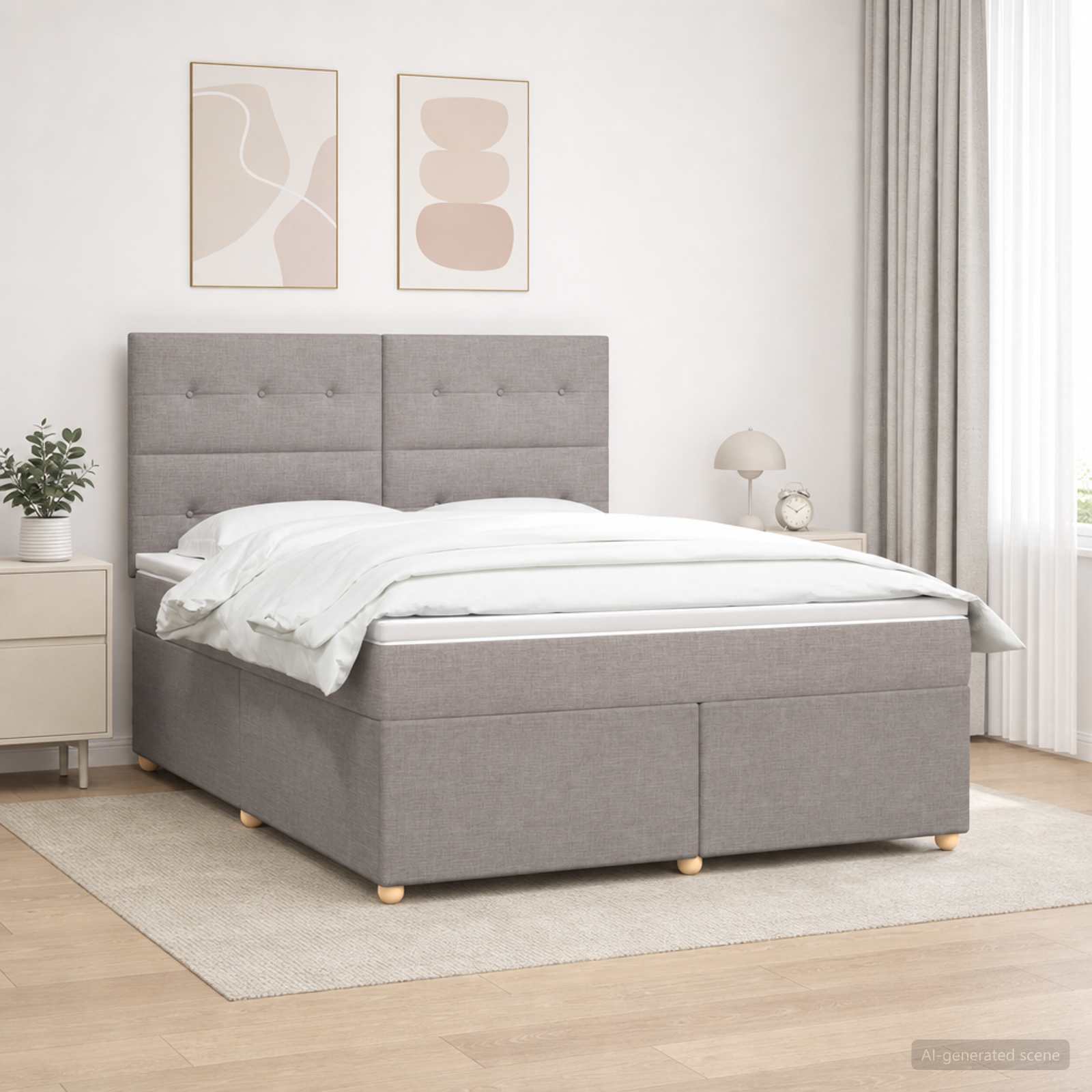 Boxspringbed met matras met hoofdeinde Taupe 140 x 200 cm Stof