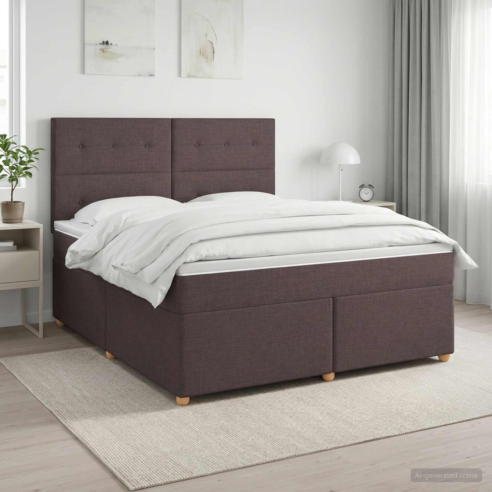 Boxspringbed met matras Donkerbruin 160 x 200 cm Stof