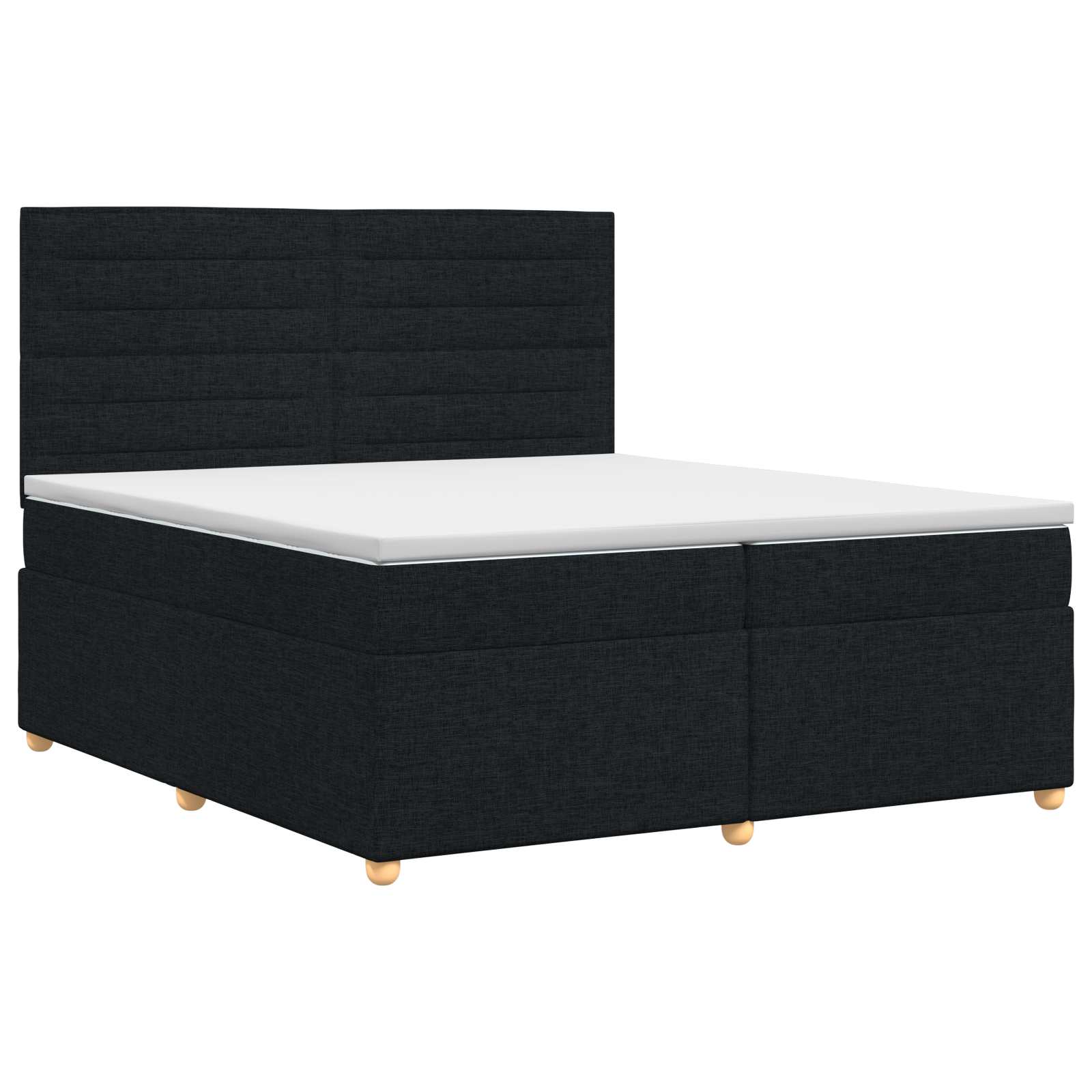 Boxspringbed met matras met hoofdeinde Zwart 200 x 200 cm Stof – afbeelding 2