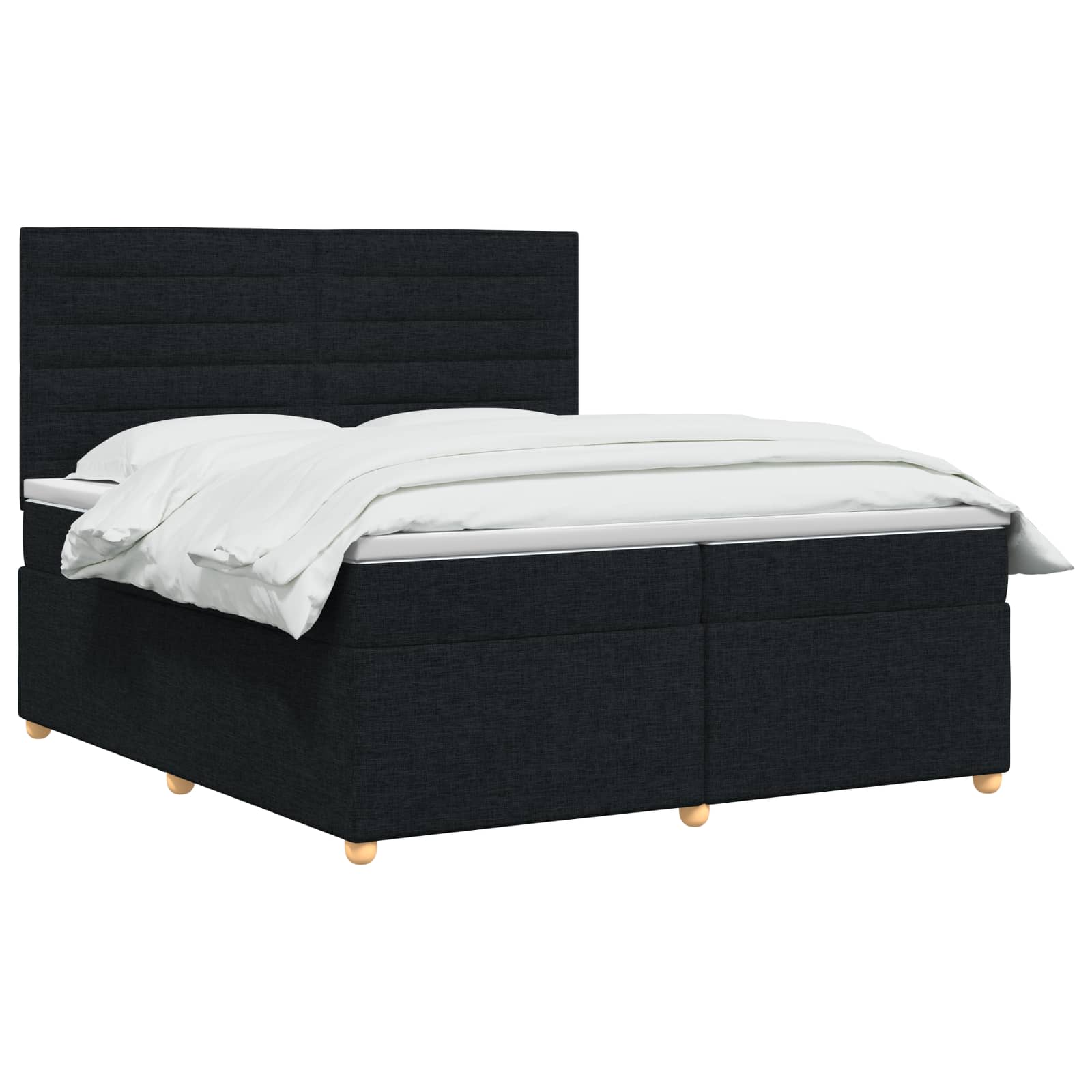 Boxspringbed met matras met hoofdeinde Zwart 200 x 200 cm Stof – afbeelding 3