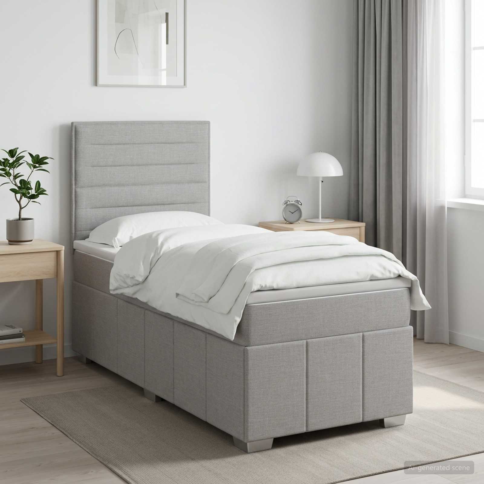 Boxspringbed met matras Lichtgrijs 80 x 200 cm Stof