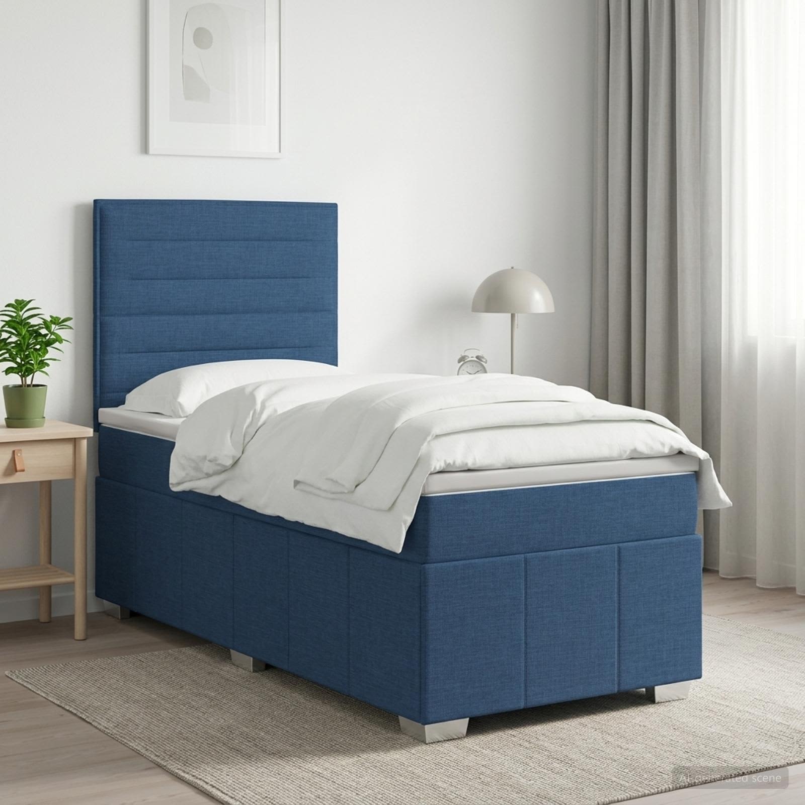 Boxspringbed met matras met hoofdeinde Blauw 80 x 200 cm Stof